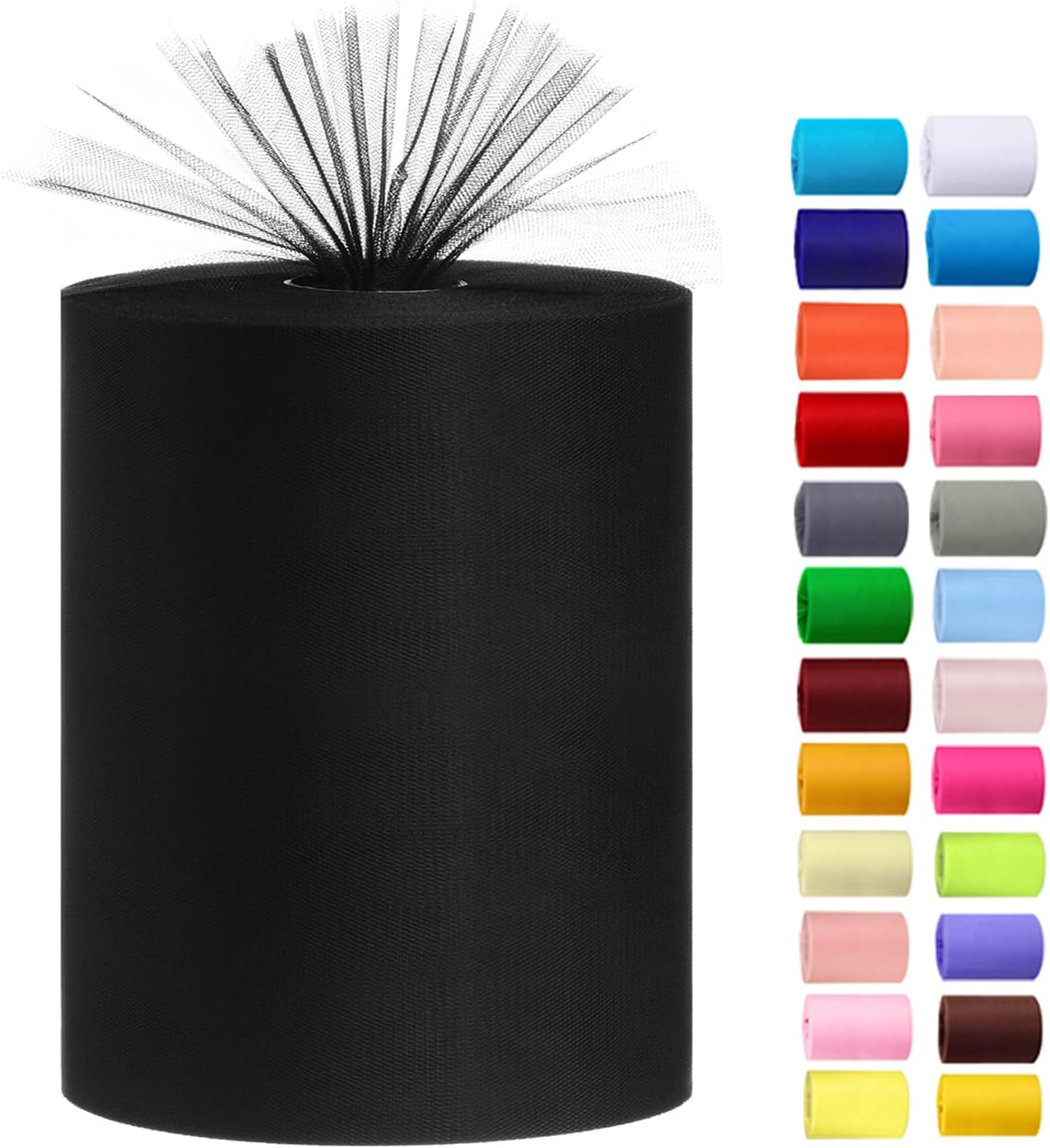 Tulle Rolls 6” by 100 Yards (300 feet) Tulle Roll Spool Fabric for DIY Tutu Skirts Wedding Baby Shower Crafts Decorations Party Supplies (Black)