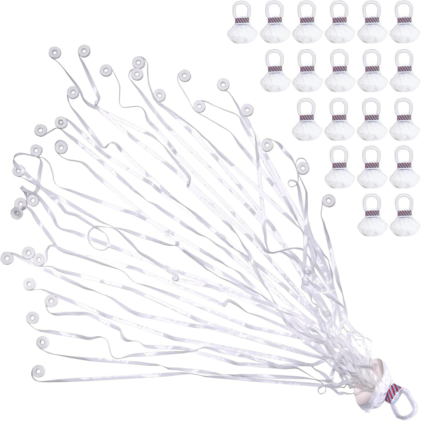 Confetti Poppers, 20Pack Plastic No Mess Streamers, Party Poppers for Birthday,Wedding,Celebrations,Graduation Party (White, 20 Pack)