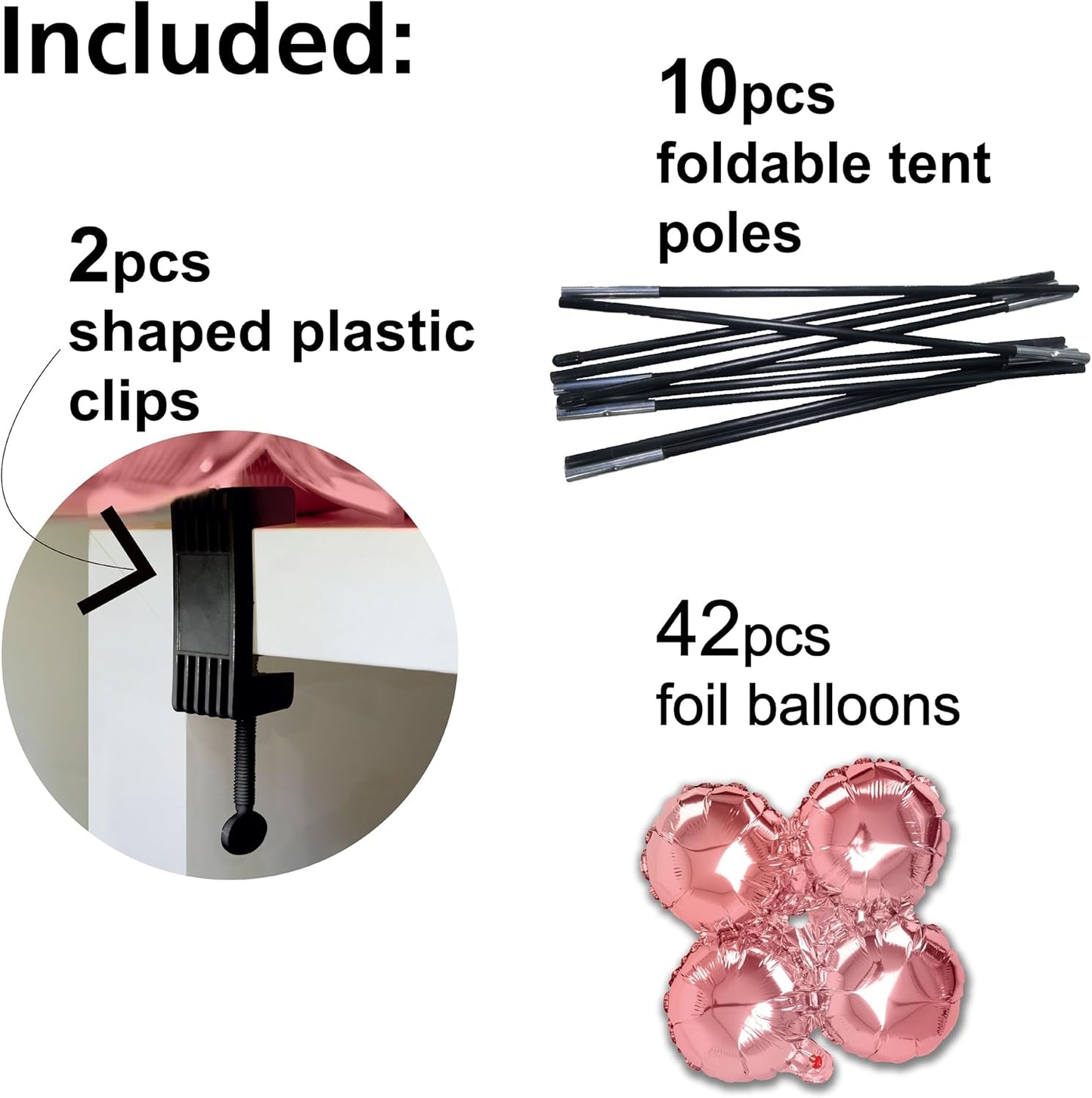 6.6FT Balloon Table Arch Kit – Adjustable Foil Balloon Arch Stand for Birthday, Wedding, Party, Baby Showers and Graduation Decorations – Easy Assembly Party Supplies (Rose Pink)