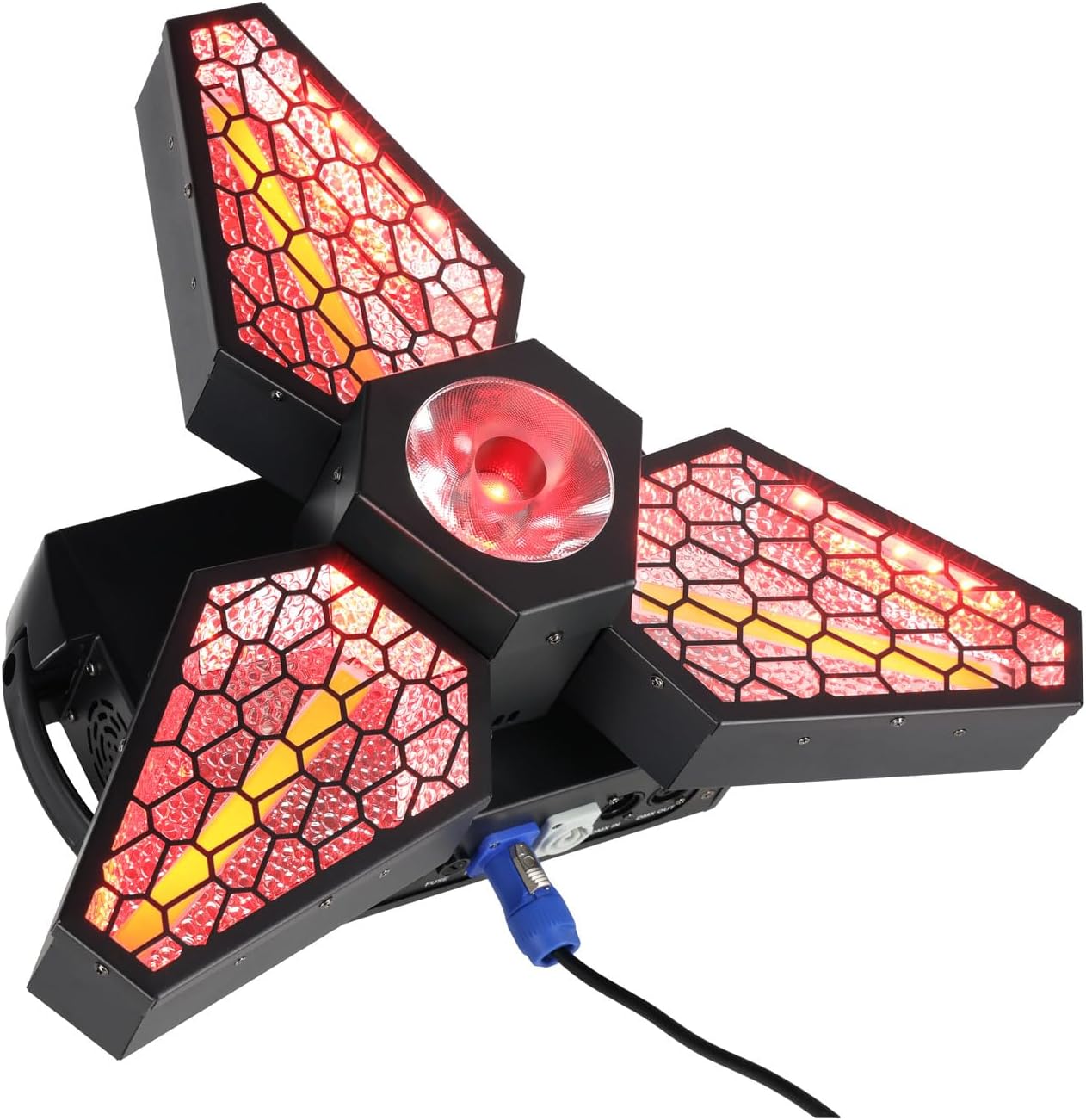Rockville Leaf Spinner 250W 3-in-1 Rotating DJ Stage Light with Retro Amber RGBW LEDs and 26-Channel DMX Control