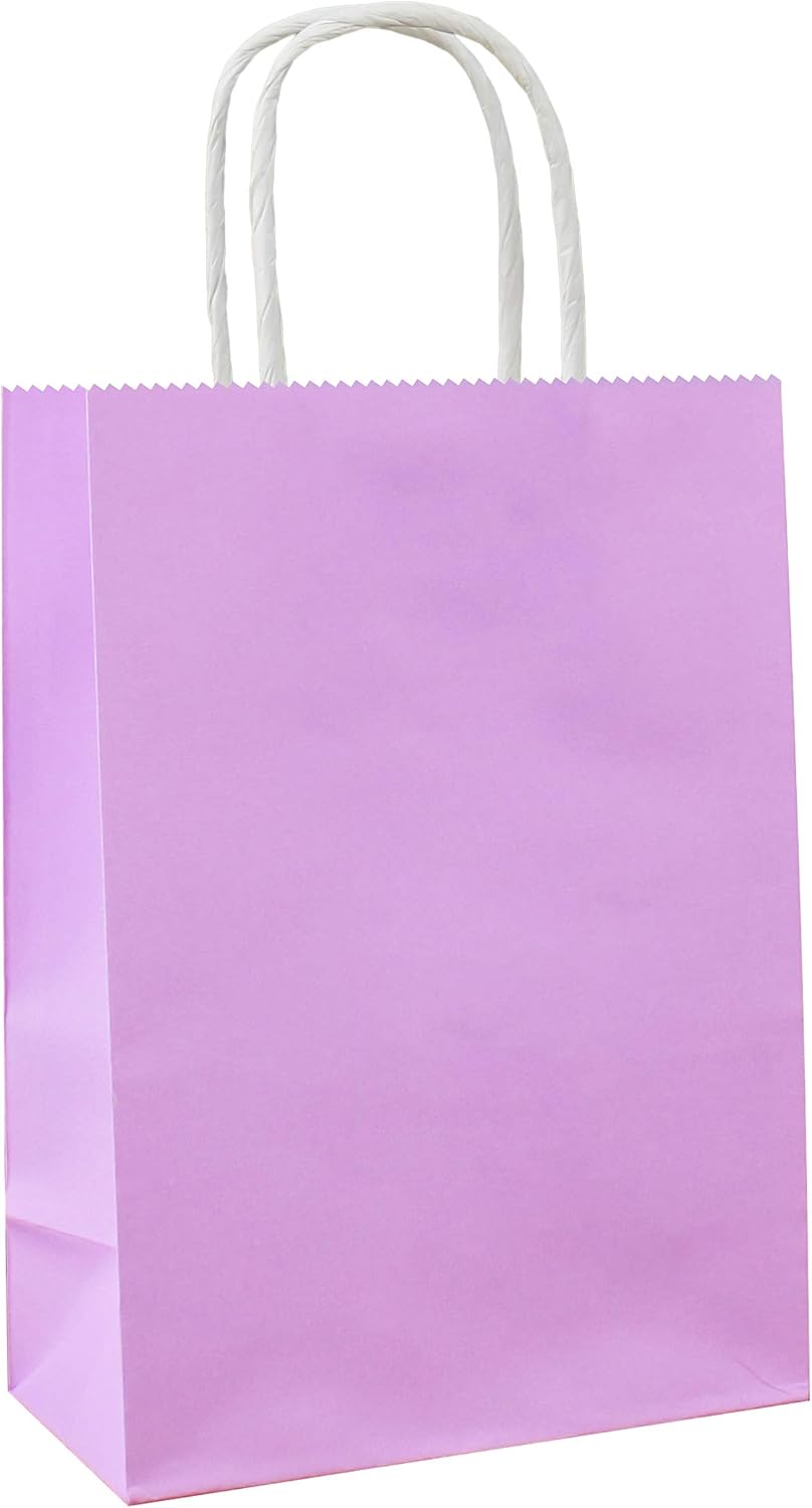 25 PCS Small Gift Bags Purple Kraft Paper Bags with Handles for Party Favors (8.2 x 6 x 3.1 In)