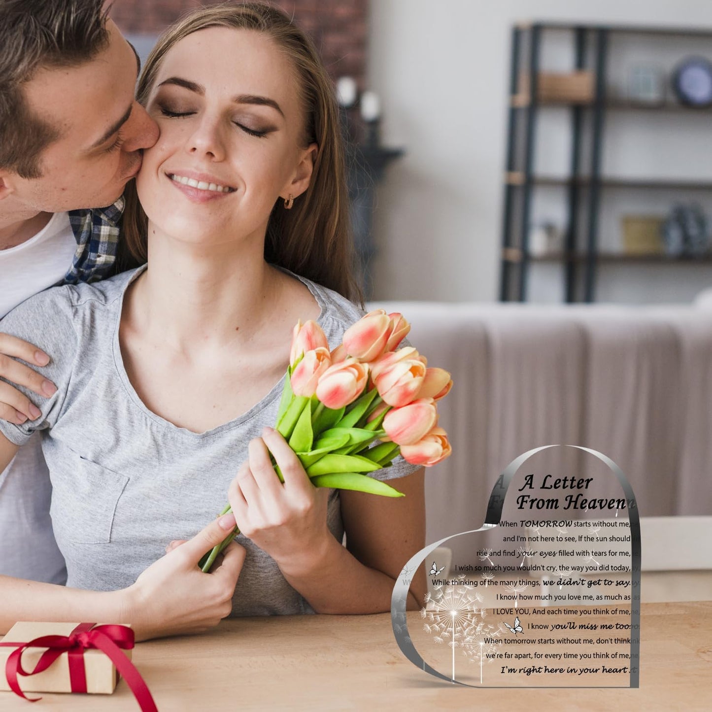 Sympathy Gifts - A Letter from Heaven- Memorial Gift for Loss of Mother Father Husband Son, Acrylic Heart Keepsake,Remembrance Sympathy Gifts, grief gifts