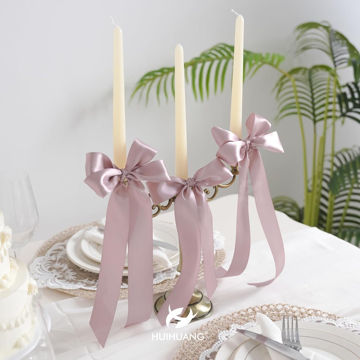 HUIHUANG Dusty Rose Ribbon 1.5 inch Double Face Satin Ribbon Silk Like Ribbons 50 Yards Roll for Gift Wrapping Bows Making Floral Bouquet Wedding Invitations Decor Party Favor Craft Supplies