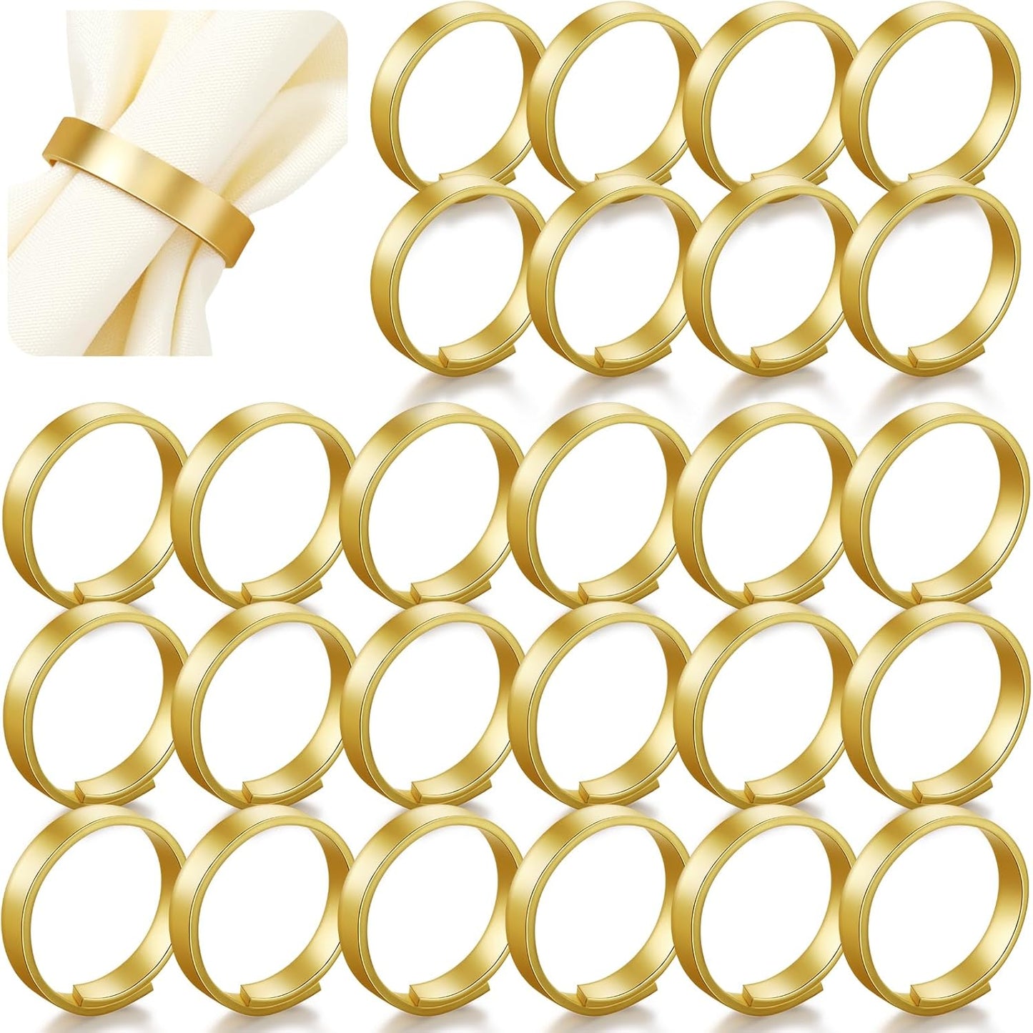 Lallisa Gold Napkin Rings Metal Napkin Ring Holders for Cloth Table Decorations for Wedding Anniversary Birthday Dinners Party of Table Setting(24 Pcs,Simple)