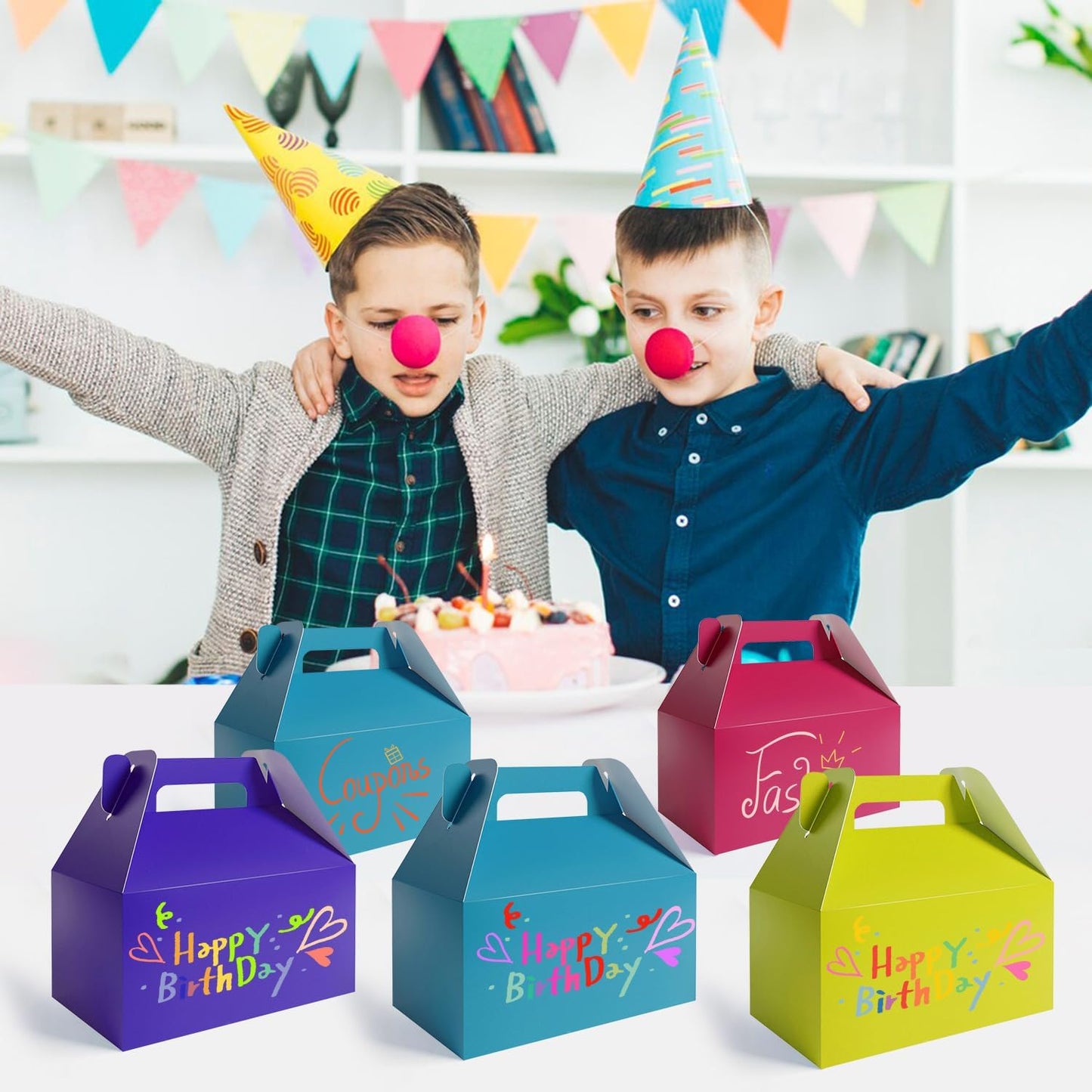 XAGLVV 24Pack Dark Blue Gable Boxes For Party Favors, 7 * 3.5 * 6.6 Inch Goodie Box with Handles, Gable Gift Boxes for Party, Baby Shower, Anniversary, Birthday