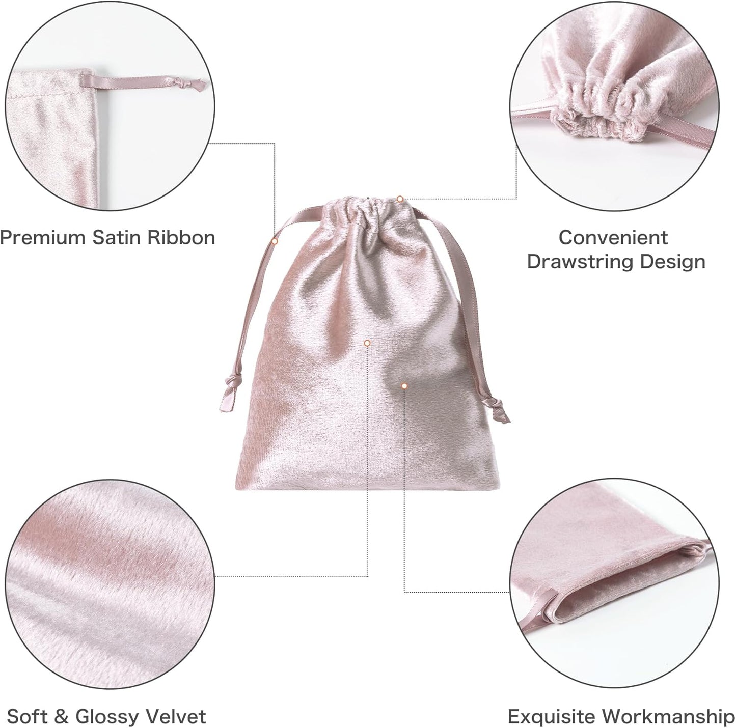 12pcs Rose Pink Velvet Drawstring Bags 3x4 inches Small Velvet Cloth Gift Bags Jewelry Pouches for Storage Wedding Party Favor Christmas