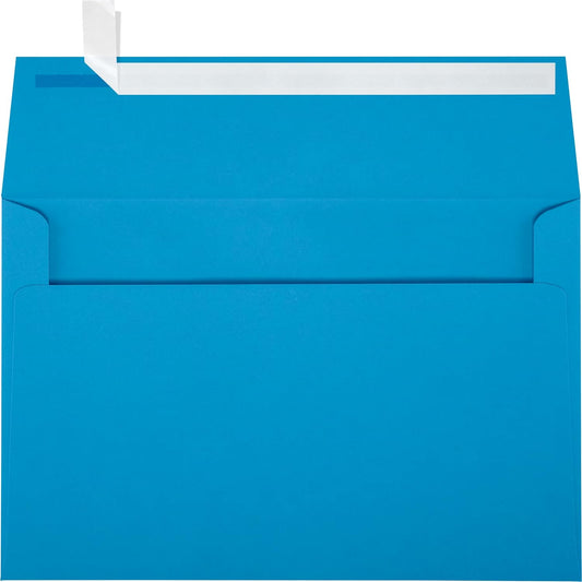 LUXPaper A9 Invitation Envelopes | Peel & Press | 5 3/4" x 8 3/4" | Pool Blue | 80lb. Text | 50 Qty