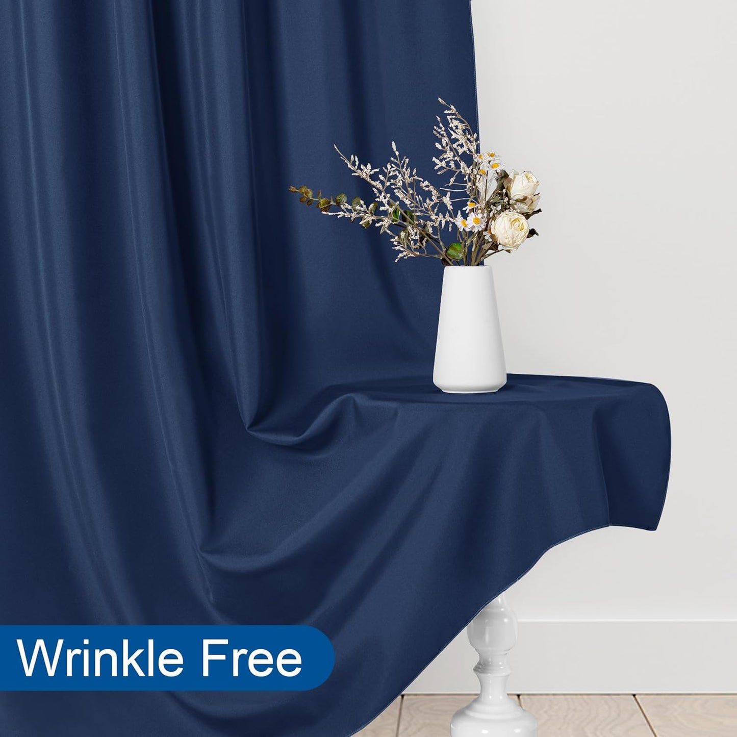 DWCN 10x7 FT Navy Blue Backdrop Curtains for Parties, Photography Backdrop Drapes with Rod Pockets for Wedding Decorations Stage Birthday Family Gatherings, 2 Panels 5ft x 7ft