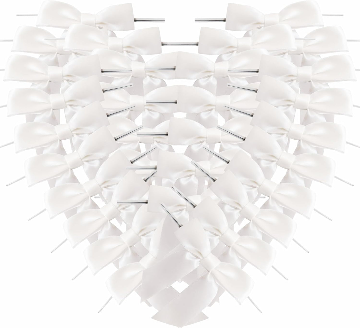 36pcs 3-1/2" White Satin Ribbon Bows with Twist Ties for Big Ribbon Bows for Gift Wrapping Packing Wedding Accessories Decoration (White)