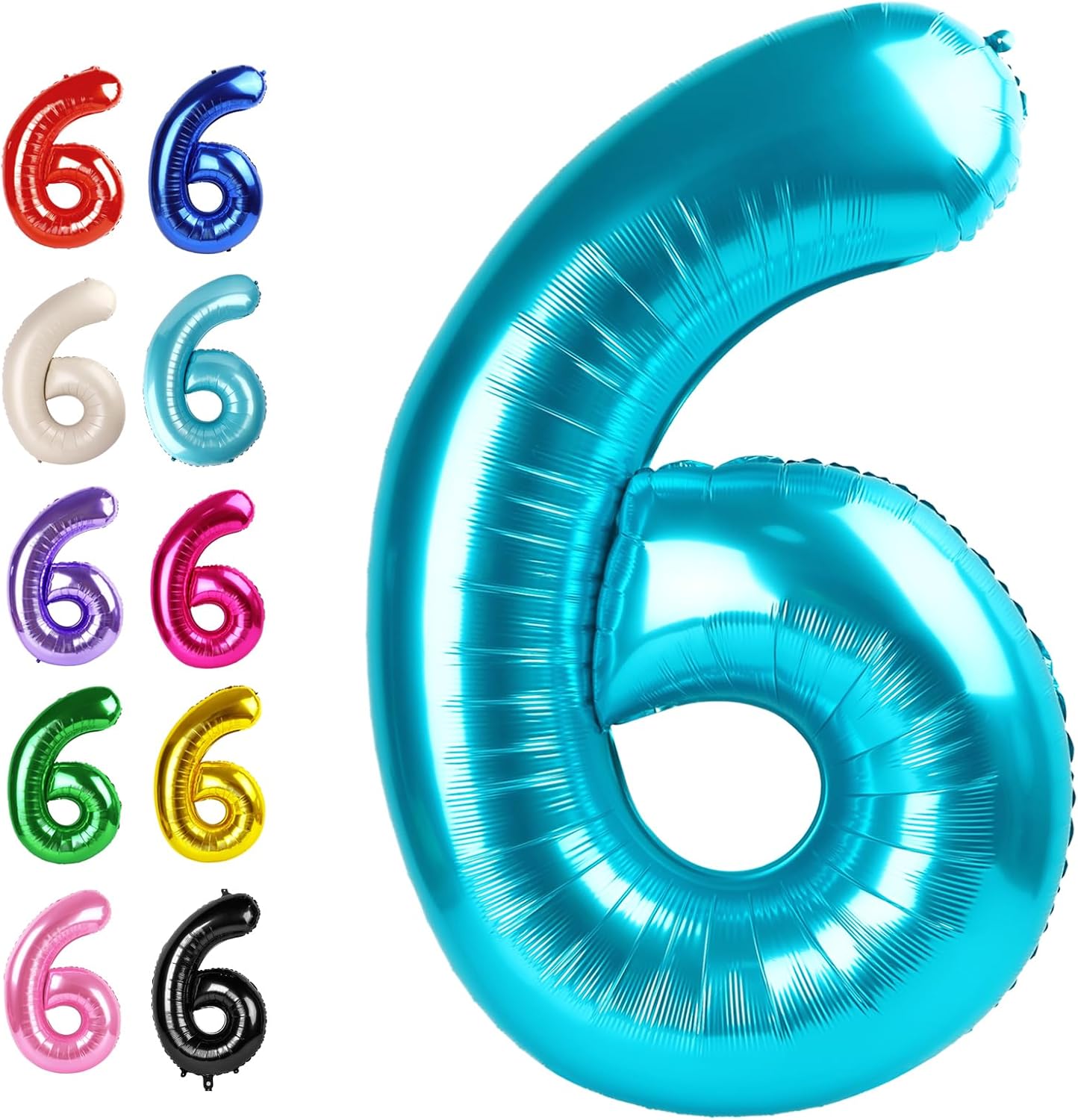 2026 Blue 40 Inch Mylar Foil Number 6 Balloon, Birthday Balloons for 6 16 Boy Girl Party Decorations Supplies,Blue Big Helium Balloon Numbers for 26 36 46 60 Men Women Anniversary