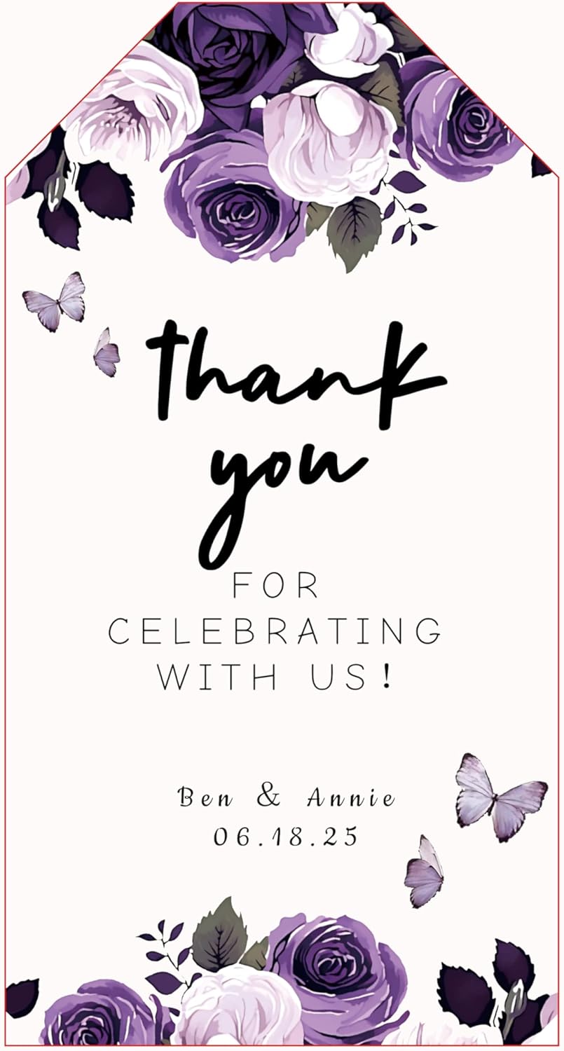 Personalized Gift Tags, Thank You Tags for Wedding Birthday Business Party Favors, Custom Hang Tags with Your Text and String, 2 X 3.75 Inch (Wreath Pattern 1)