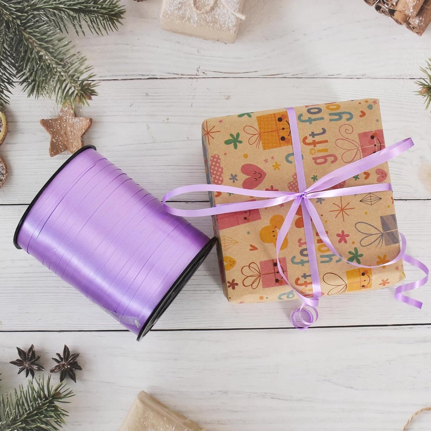 TONIFUL 500 Yards Curling Ribbon-Balloon Ribbon-Balloon String for Art&Craft Decor,Gift Wrapping,Ribbons and Bows for Wedding Christmas New Year Birthday Gifts Graduation Supplies (Light Purple)