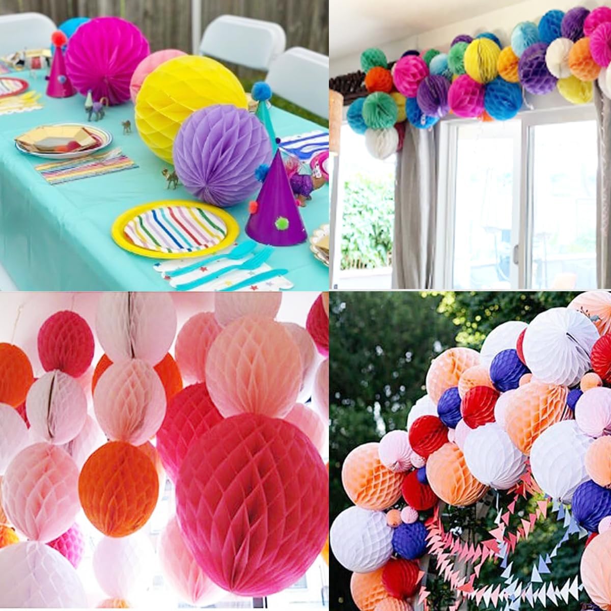 8pcs 10 inch Paper Honeycomb Balls Decorative Tissue Pom Poms Flower Art Hanging Balls for Birthday Wedding Nursery Baby Shower Home Decor (10inch, Teal)