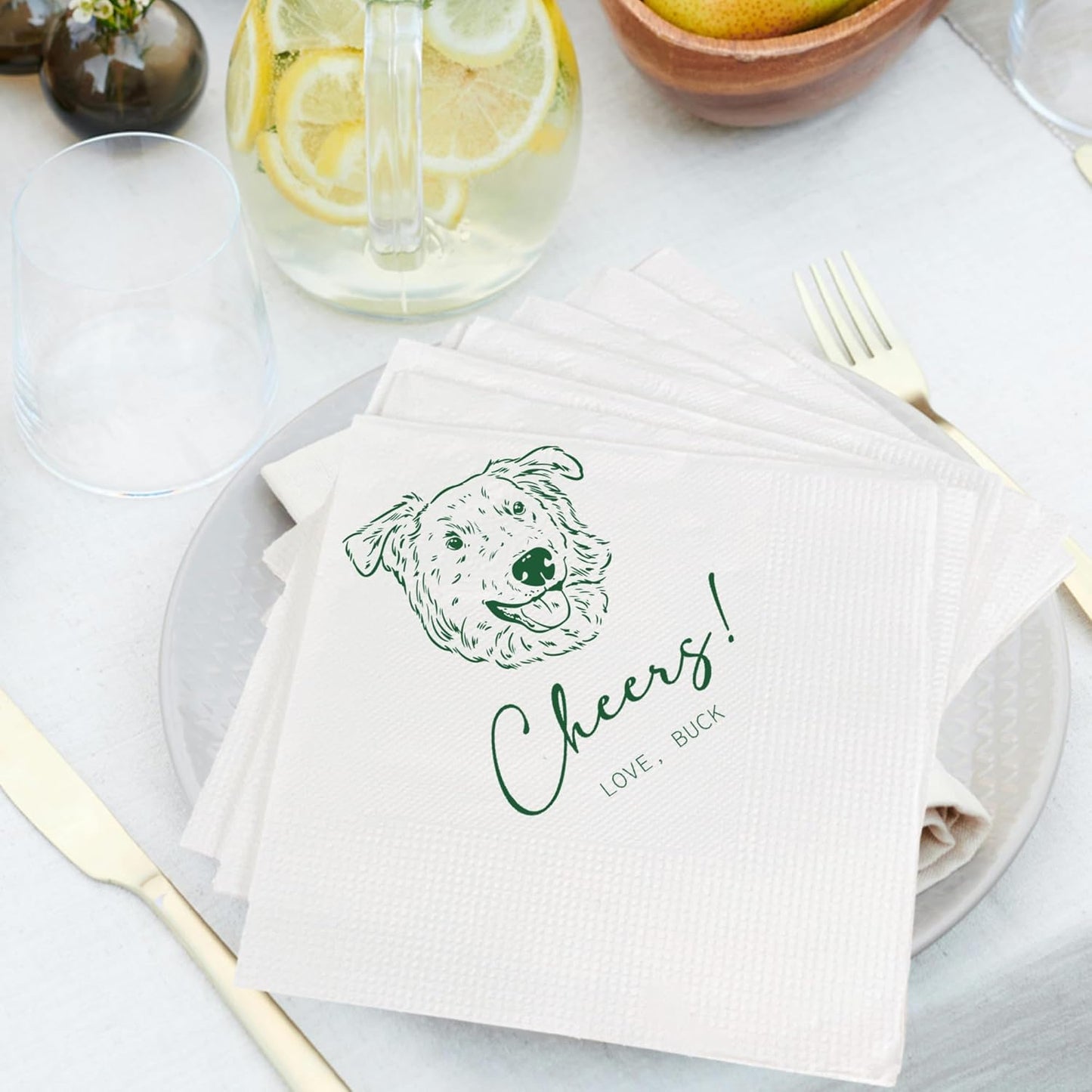 Luxury Custom Pet Wedding Cocktail Napkins, Personalized Wedding Napkins, Cocktail Bridal Shower Decor, Bridal Shower Decorations, Engagement Party Style 7