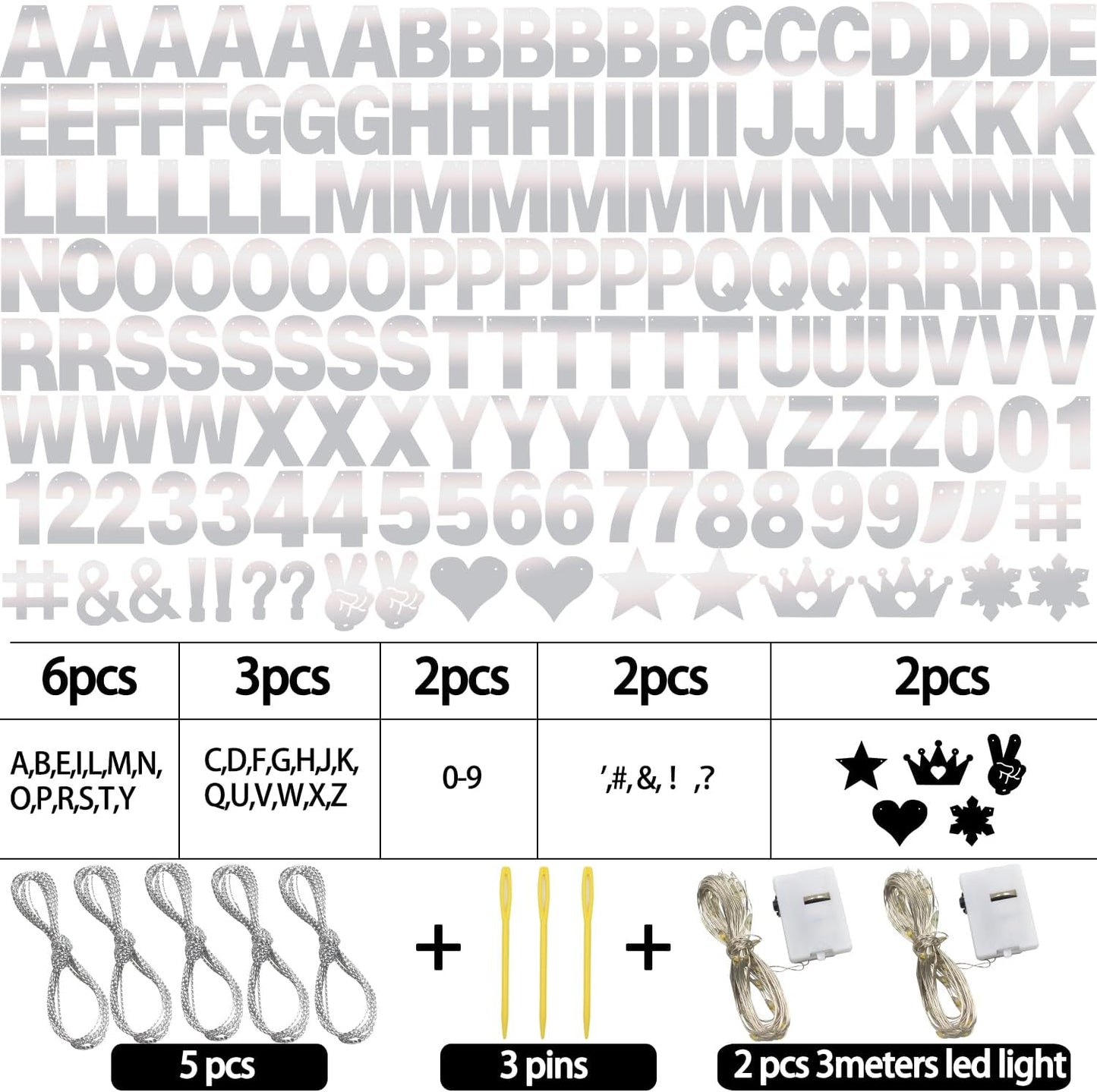 167Pcs DIY Glitter Customizable Banner Kit Happy Birthday Letters Banner Winter Wonderland Banners Snowflakes Personalized Banners Decor Baby Shower Birthday Party Decorations Supplies(Shiny Silver)