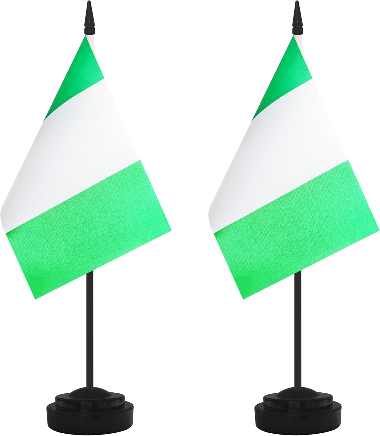 2 Pack Nigeria Desk Flag Set, Nigerian Desktop Small Miniature Table Office Flag with 12" Black Pole and Black Base, Offices, Classroom, Home, Festival Decoration (Nigeria)