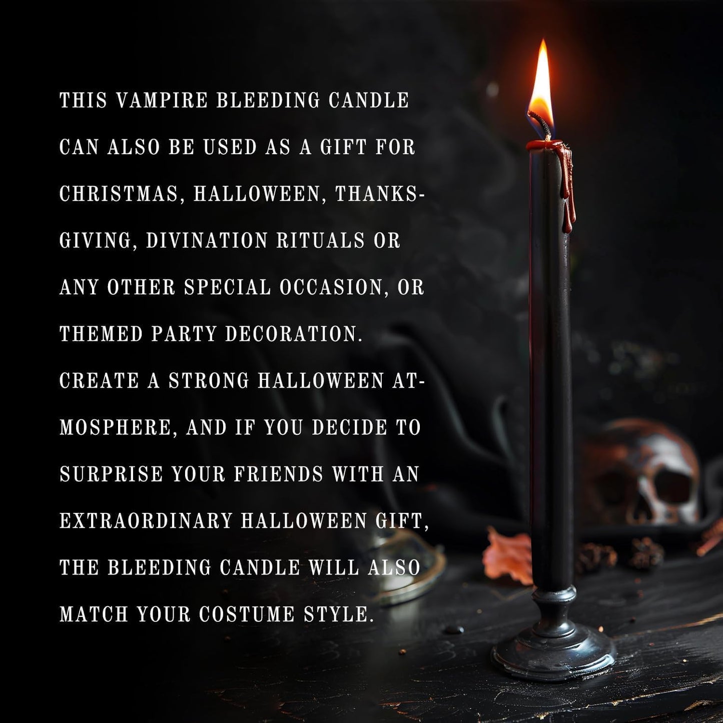 12PCS 10-Inch Black Bleeding Taper Candles,Vampire Tears Taper Candles- Unscented Candle Pack Ideal for Halloween, Christmas, Rituals, and Themed Party Decor.