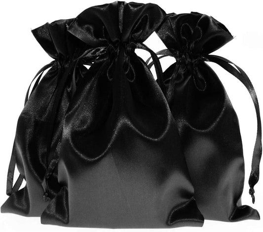 4" x 6" Black Satin Gift Bags, Jewelry Bags, Wedding Favor Drawstring, Baby Shower Christmas 50 per Pack