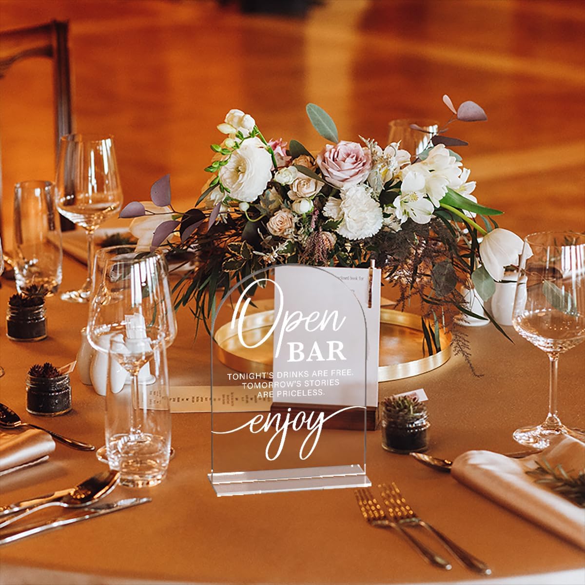 Acrylic Wedding Sign Wedding Signs for Ceremony Open Bar Sign for Wedding Modern Calligraphy Arch Acrylic Table Top Sign for Wedding Reception and Event Party Table