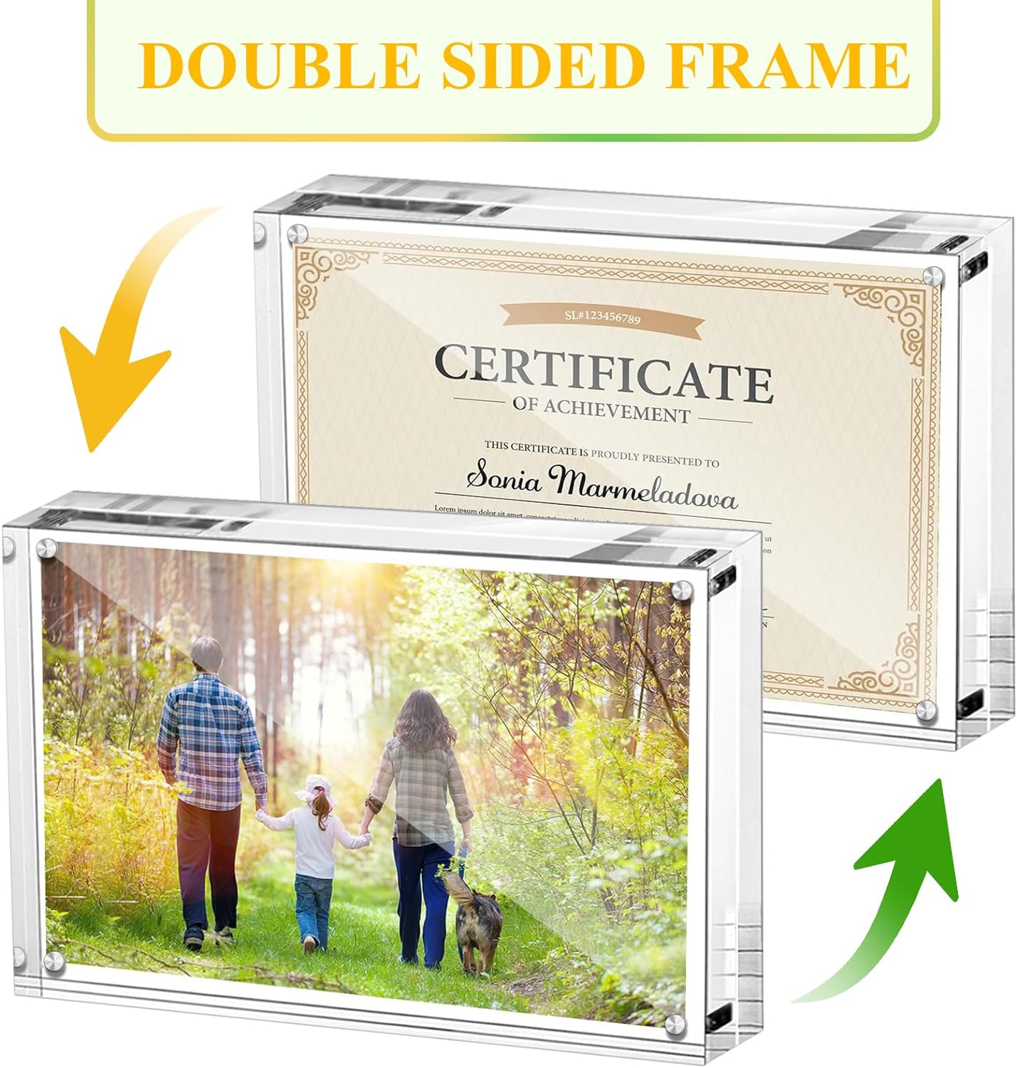 Boxalls Acrylic Photo Frame 9 x 13 cm (3.5 x 5 inch), Double Sided Picture Frame with Magnetic, Clear Frameless Desktop Photo Block