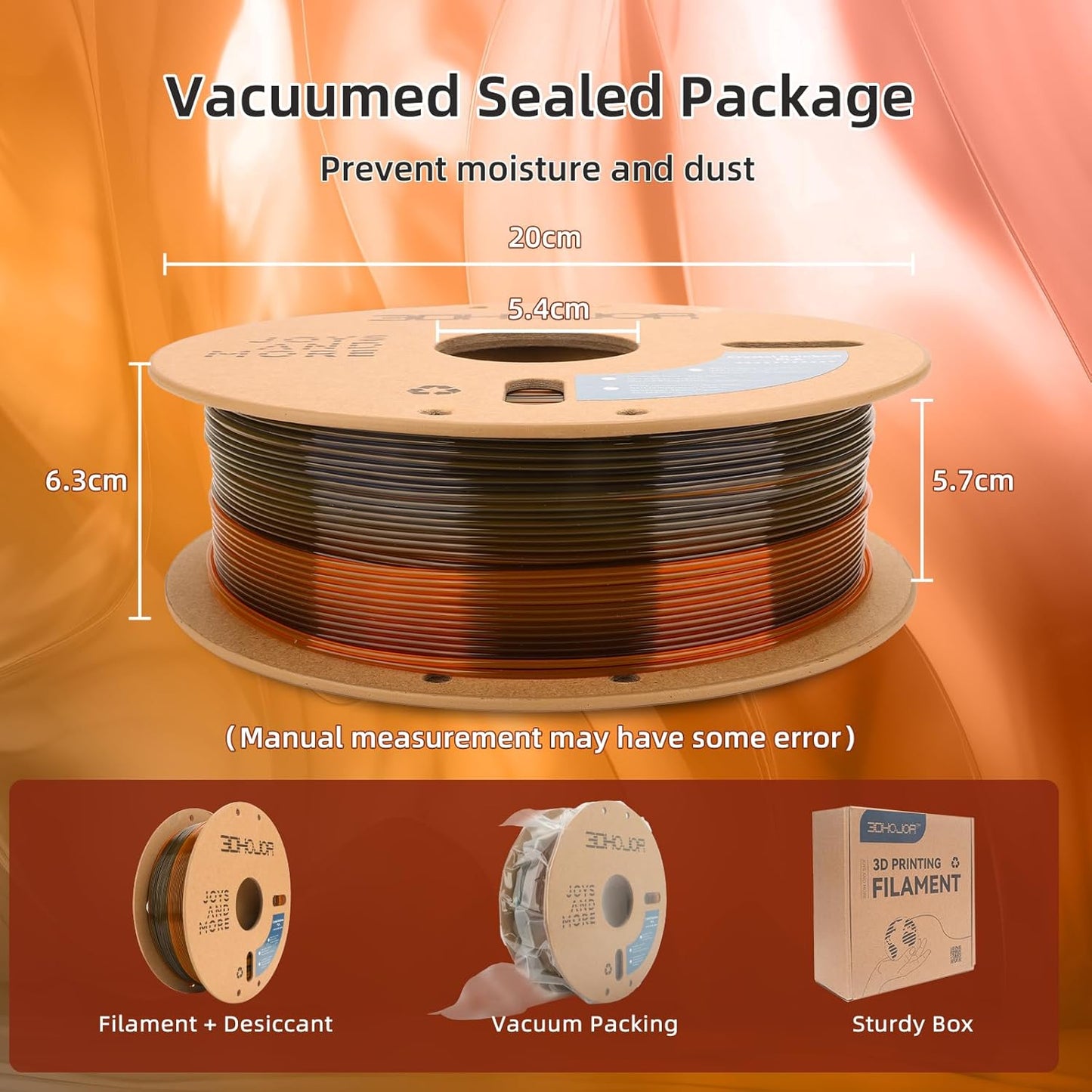 Transparent Multi Rainbow Color Change PLA 1.75mm 1KG 3D Printing Filament Crystal Rainbow PLA-Late Autumn