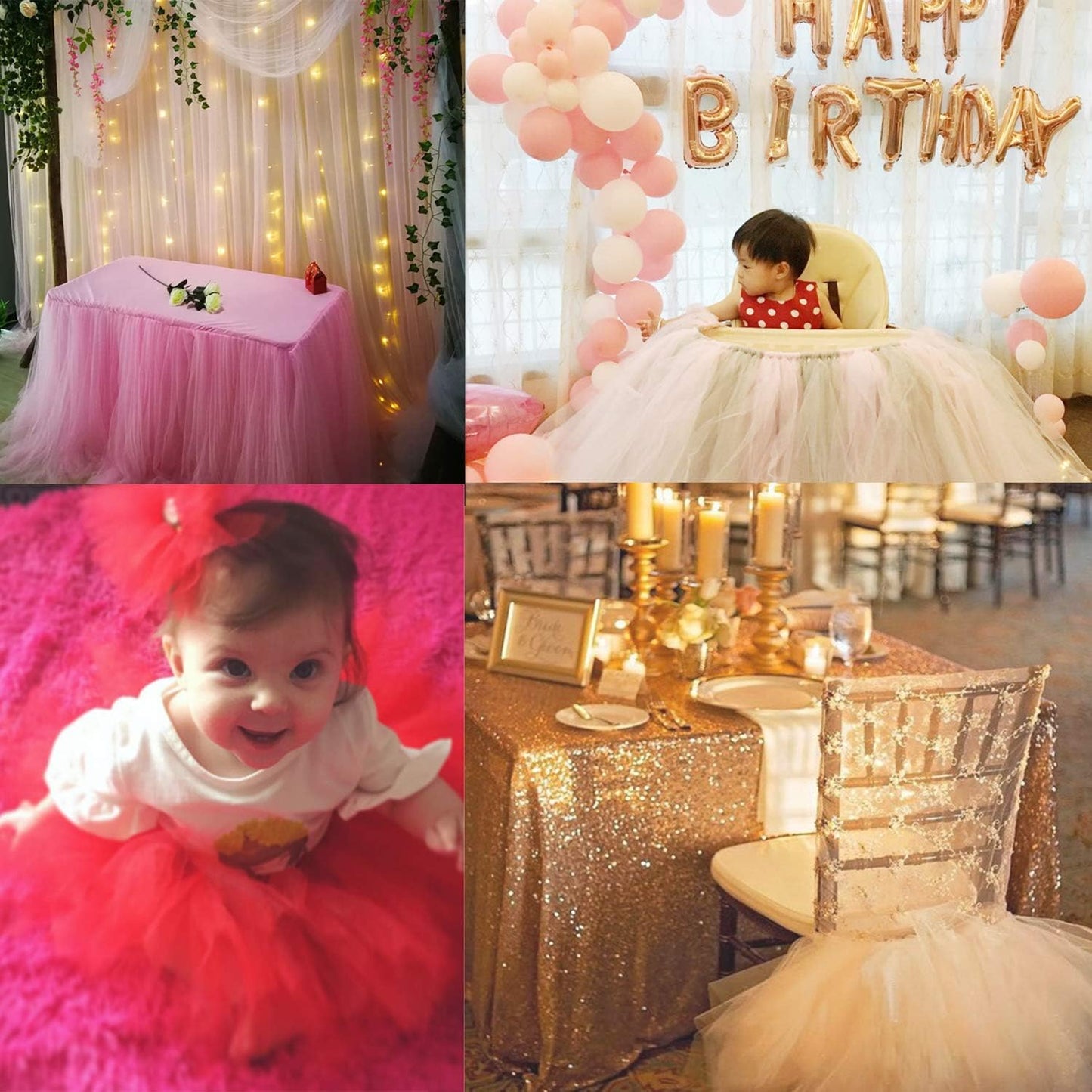 Crystal Organza Tulle Sheer Fabric Backdrop Curtains for Wedding Baby Shower Birthday Party Event Decor, 19” by 30 Yard (Ivory)