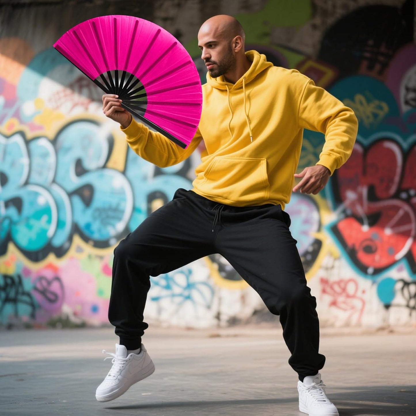 13inch Large Rave Fan Popping Clacking Fans for Line Dancing,Hand Fans for Women Foldable,Boots on The Ground Fan,Portable for Outdoor,Wedding,Party,Decoration (4pcs Pink)