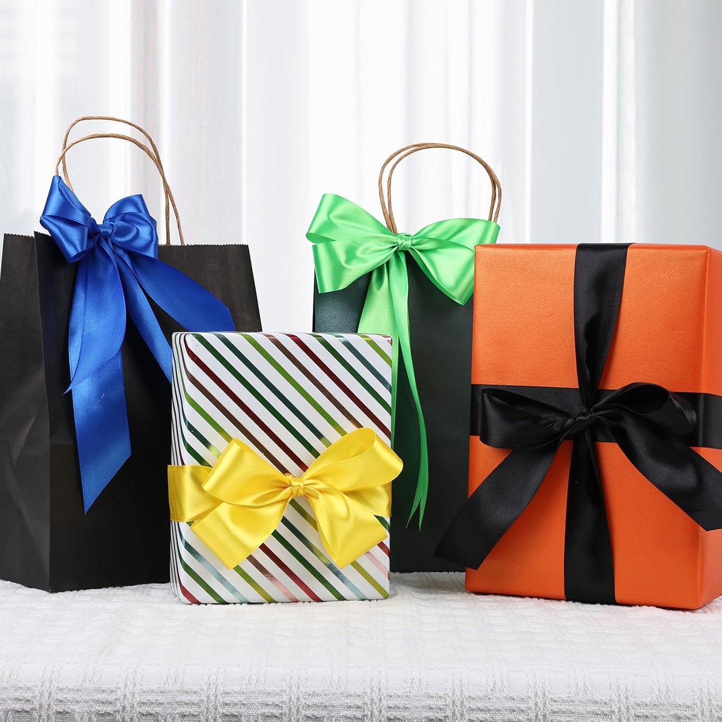 NESCCI 200 Yards Ribbon,1-1/2 Inch Satin Ribbon,Single Face Satin Ribbons, Perfect for Gift Wrapping,Wedding Decoration,Handmade Bows,Wrapping Bouquet, Halloween, Christmas