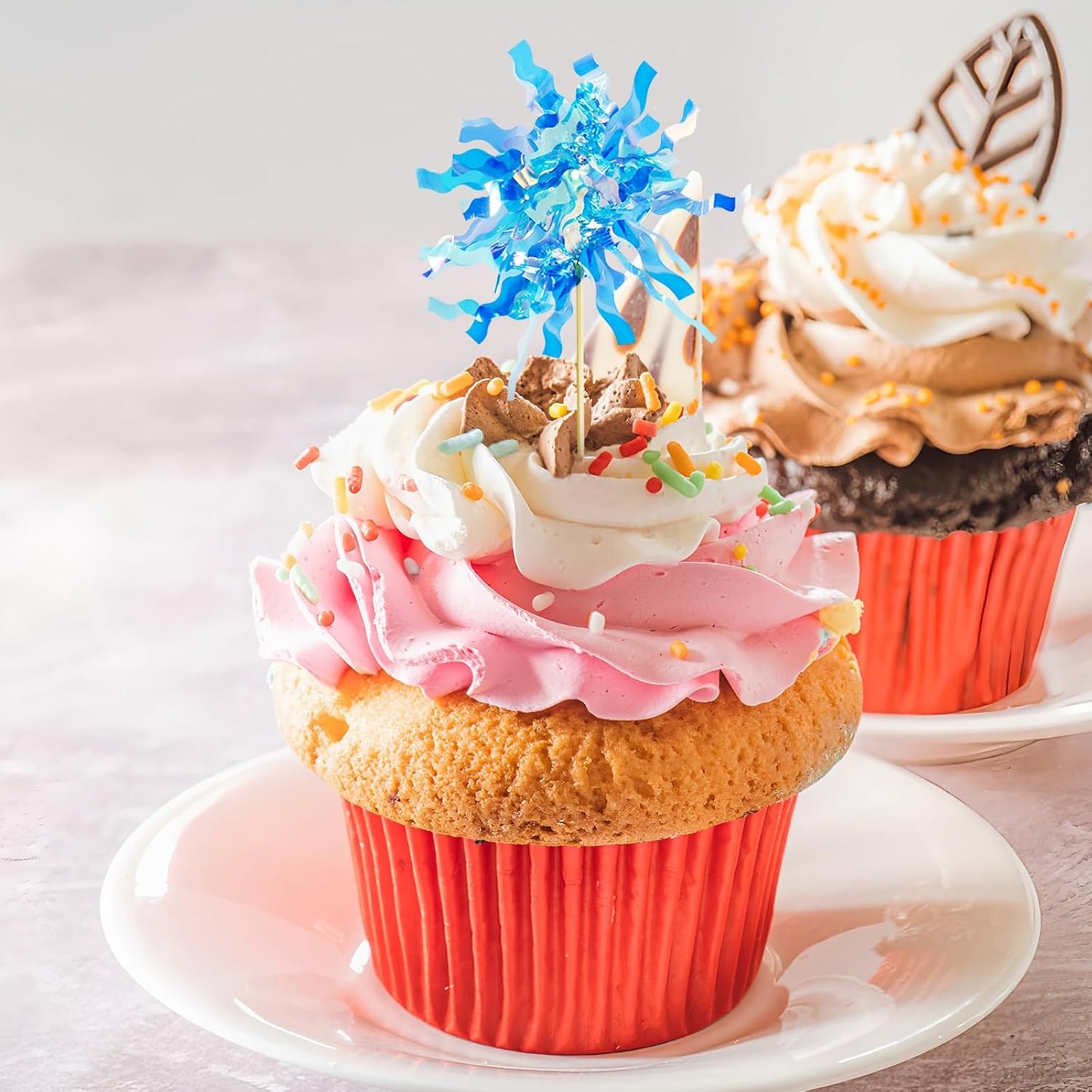 30 PCS Foil Firework Cupcake Toppers Sparkle Tinsel Cake Toppers for Colorful. Tinsel Drink Cake Decoration, Cocktail Food Fruit Toothpick for Cake Decoration Party Supplies