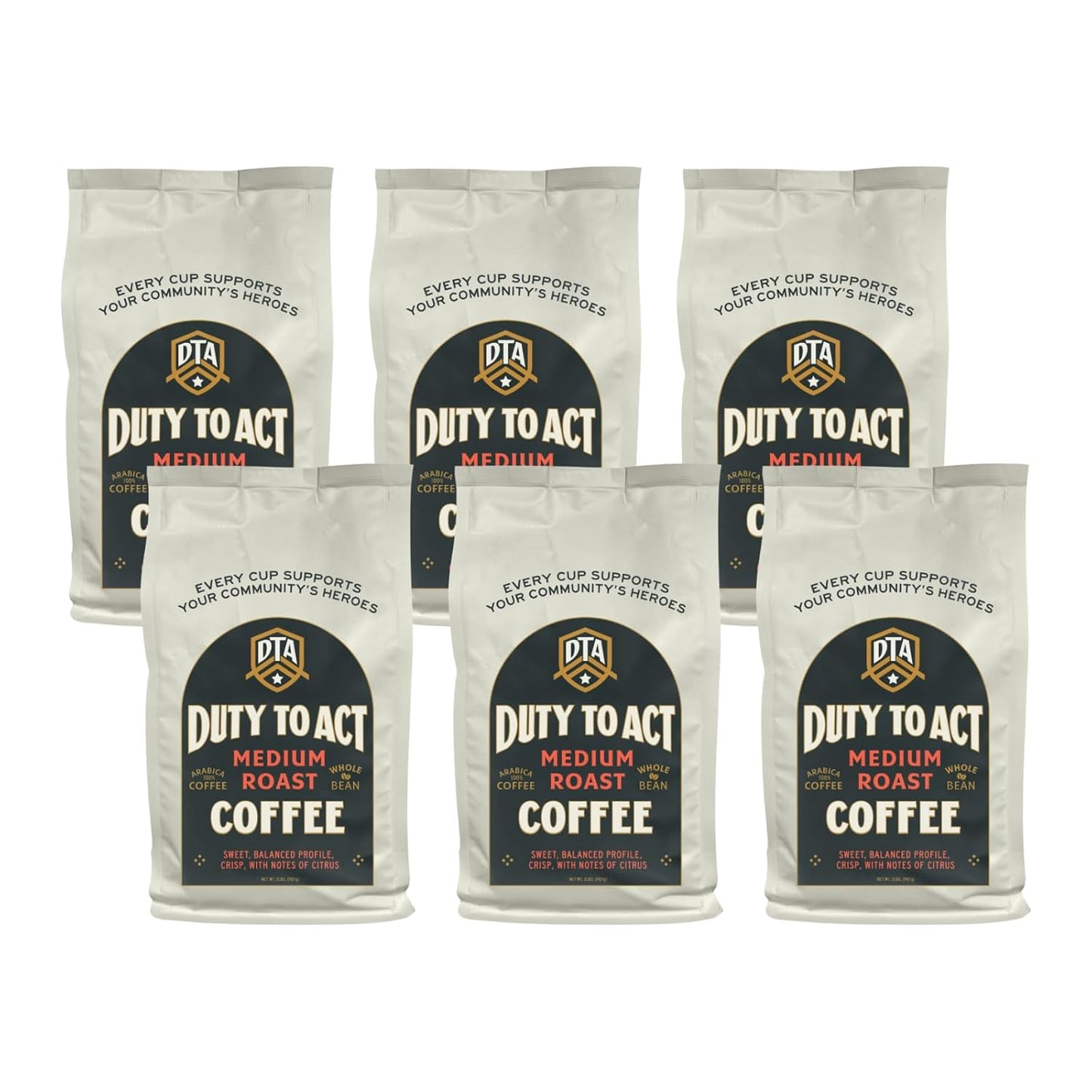 Duty to Act Medium Roast Whole Bean Coffee, 2 lbs (Pack of 6)