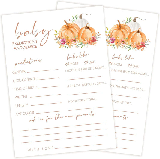 Baby Shower Games, Thanksgiving Baby Predictions and Advice Cards, 25 Sets Baby Gender Reveal Party Decorations Supplies Favors - E02