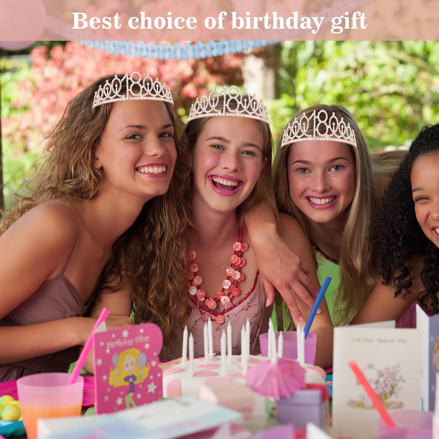 18th Birthday Decorations for Girls, Including Sash, Crown/Tiara, Candles, Cake Topper, 18th Birthday Gifts for Girls, Rose Gold Party Decor Supplies