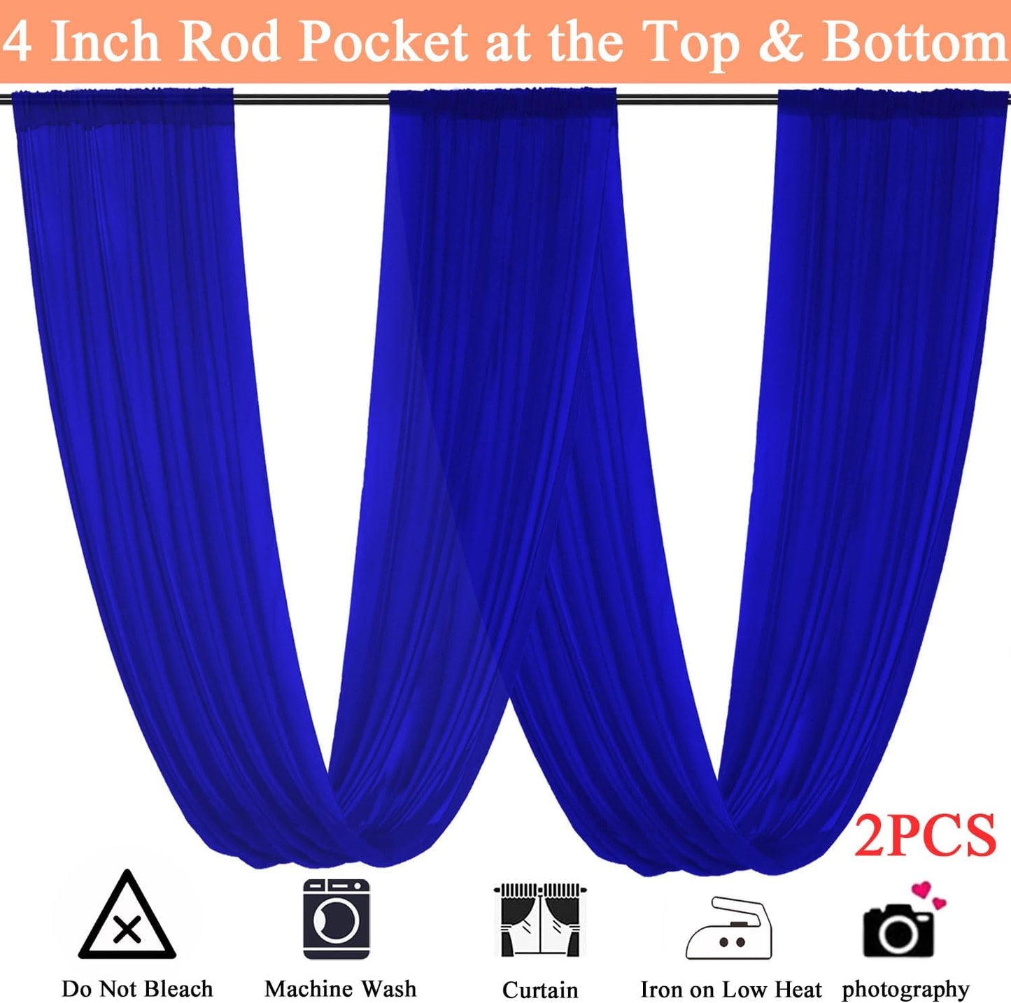 FUHSY Wedding Ceiling Drapes Blue Ceiling Drapes for Weddings 5FTx30FT 2 Panels Sheer Fabric for Draping Chiffon Drape Curtains Arch Draping Fabric for Wedding Drapery for Party Stage Swag Decorations