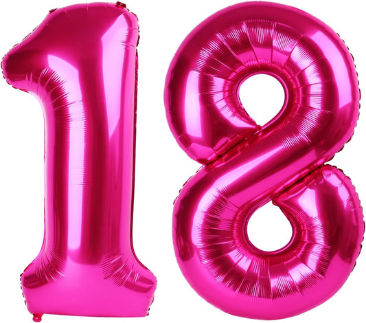 40 Inch Hot Pink 18 Number Balloon