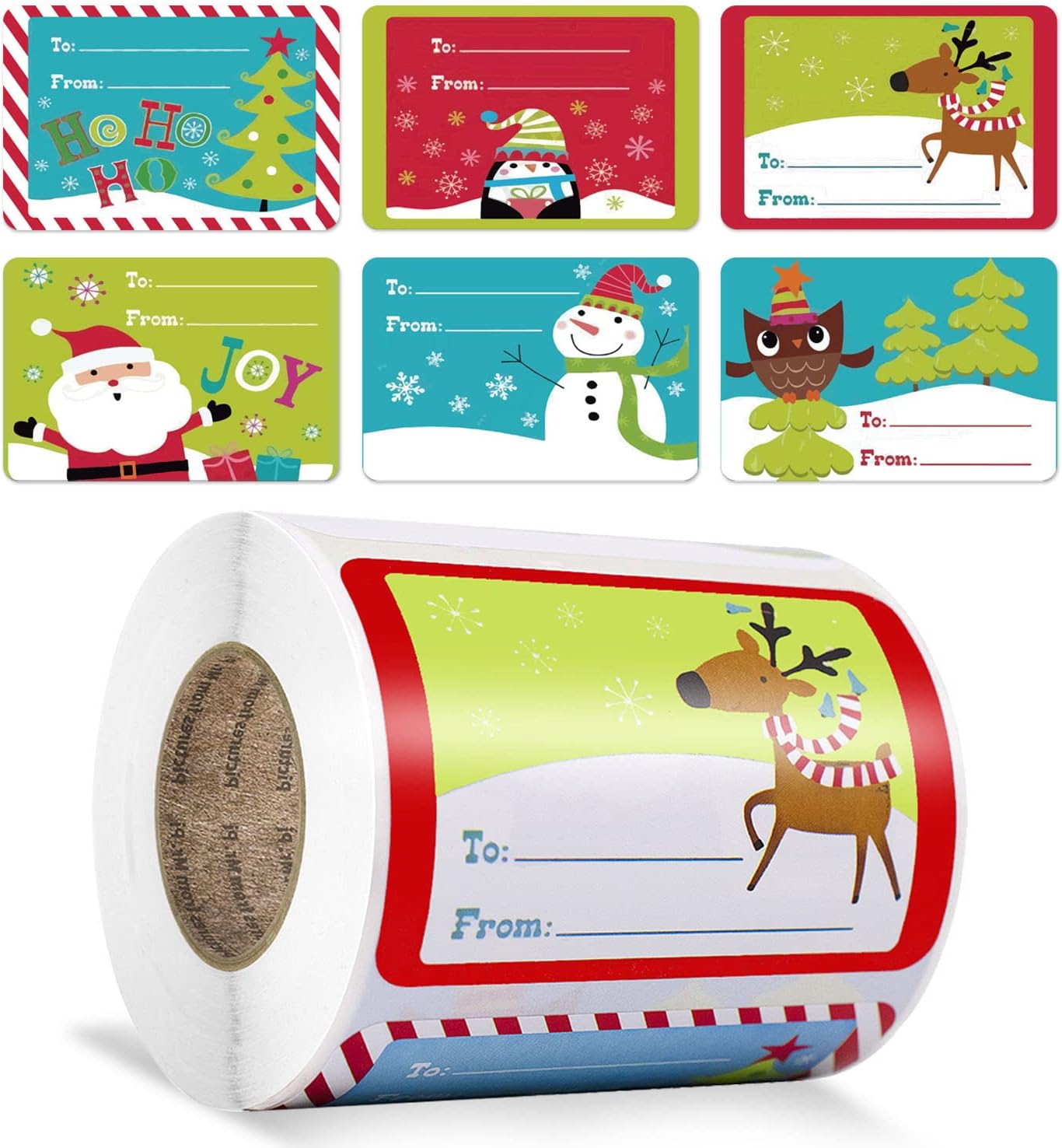 Cerlaza 250pcs Christmas Gift Tags for Holiday Presents Decoration, Santa Christmas Labels Self Adhesive Stickers, Xmas Name Tag Stickers for DIY Presents and Gifts