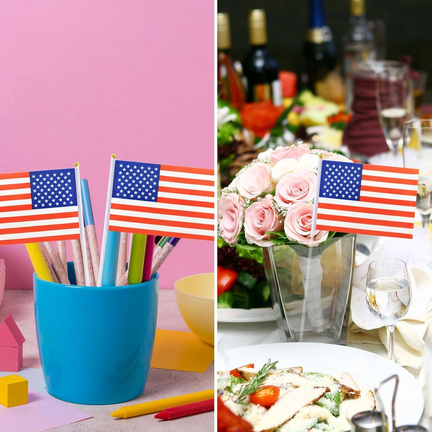 Small American Flags On Stick, Mini Handheld American USA Flag, Ideal For Party Parades Sports Events Patriotic Festival 4th Of July Decorations