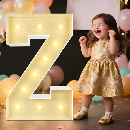 Marquee Light Up Letters: 3FT Large Decorative Signs for Party Decorations Baby Shower Birthday Wedding Engagement Anniversary, 3 Feet Tall Pre-Cut DIY Foamboard Letter Z - Easy to Assemble
