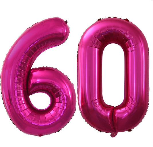 GOER Number 60 Balloons for 60th Birthday Party Decorations,42 Inch Jumbo Foil Helium Balloons for 60th Anniversary (Bright Peach)