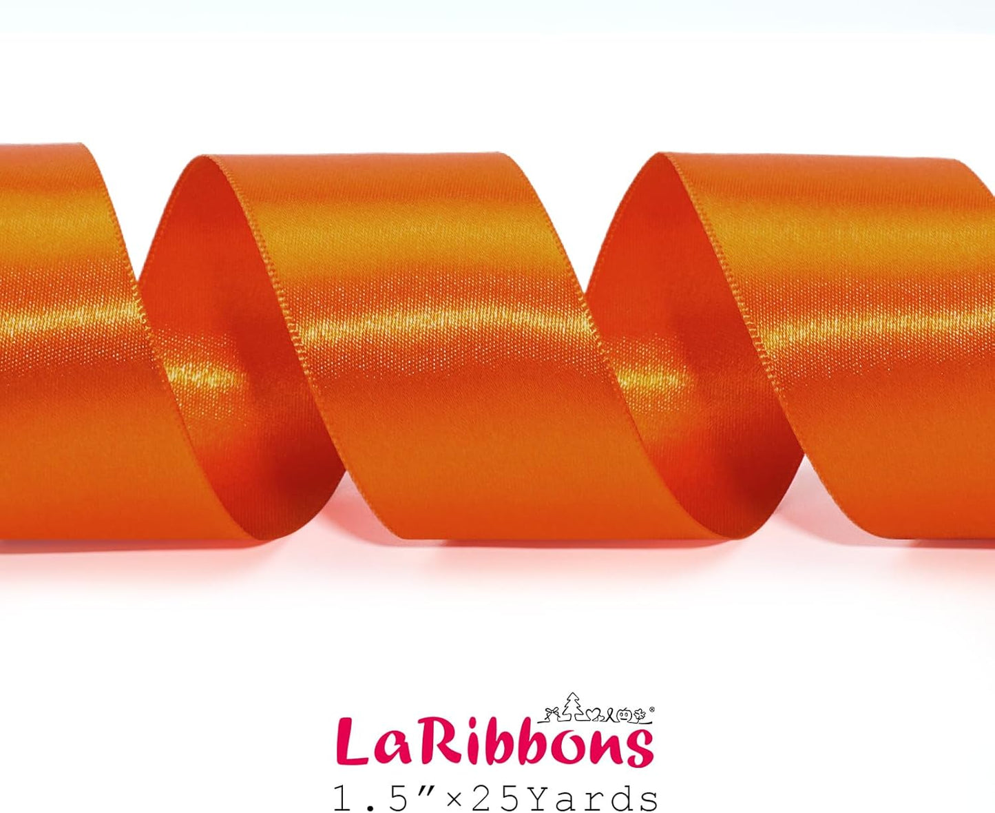 LaRibbons Orange Ribbon 1 1/2 Inch 25 Yards Luxury Double Faced Russet Orange Silk Ribbon for Flower Bouquet Crafts Gift Wrapping Wedding Party Decoration