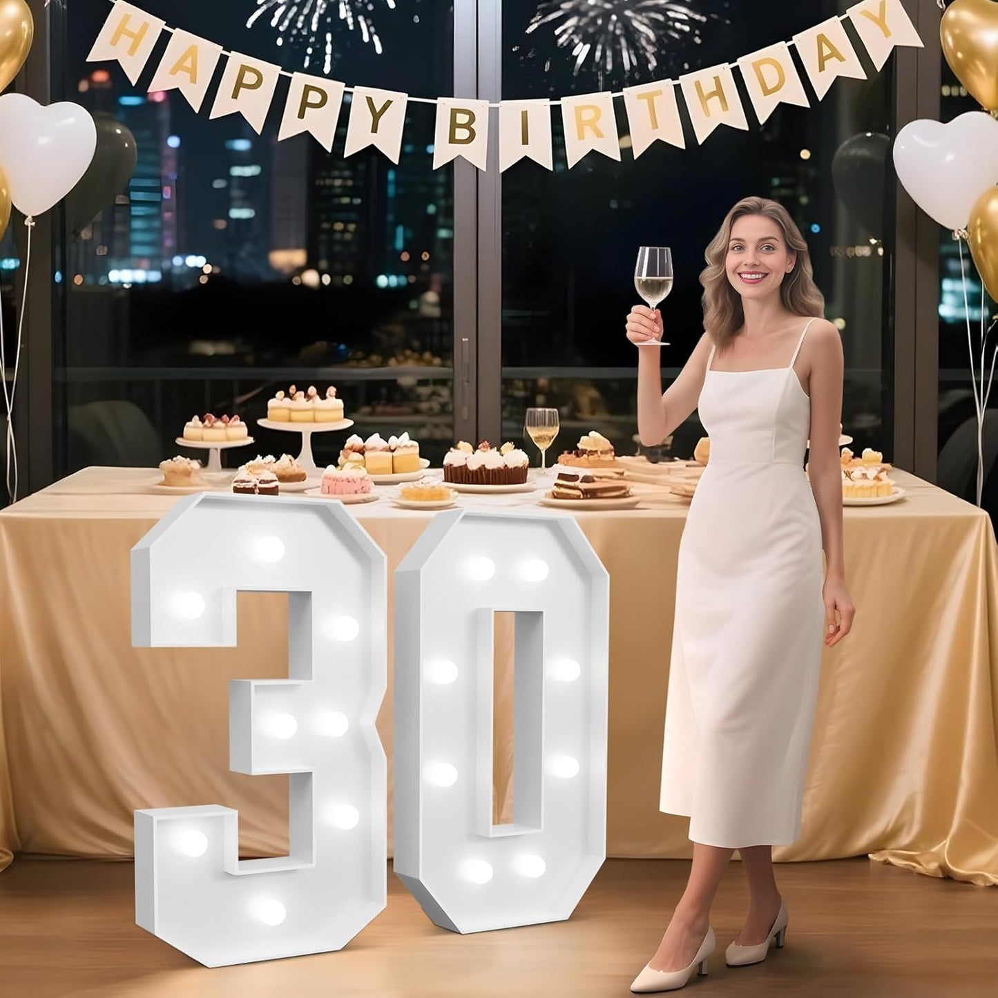 3FT Marquee Numbers 30, Happy 30th Birthday Decorations for Women Men, Large 30 Light up Numbers for Him Her 30 Years Old Birthday Party Supplies, 30th Anniversary Party Decor