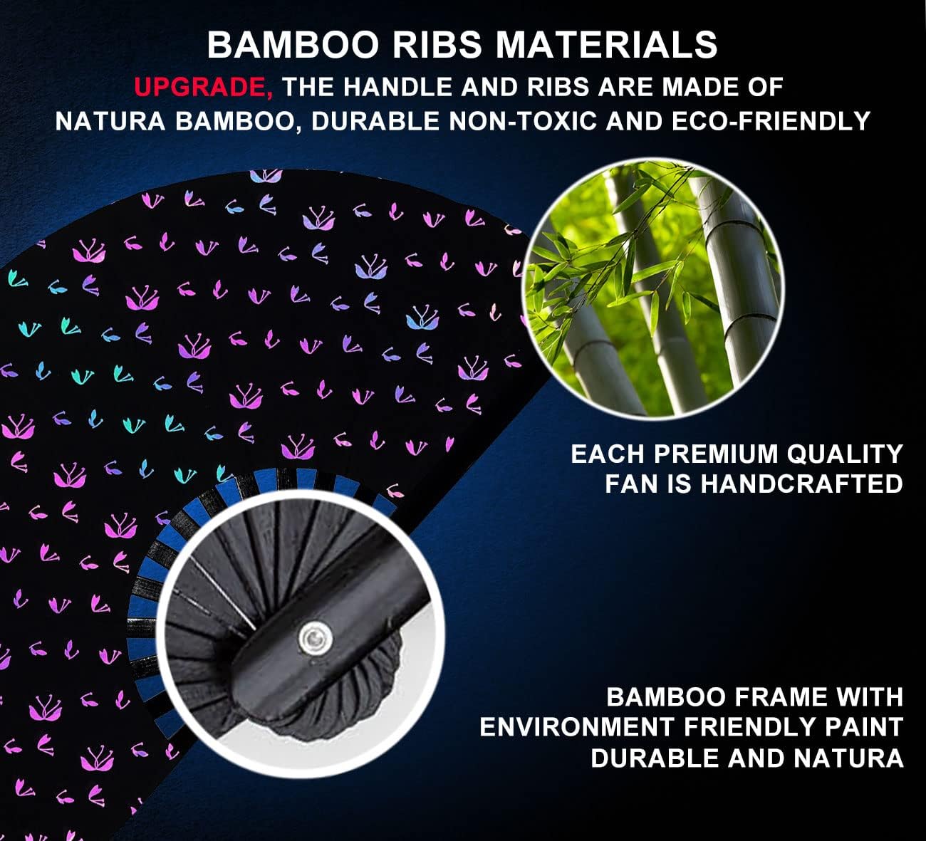 Amajiji Large Rave Folding Hand Fan Clacking Fans for Line Dancing Clap Fan for Boots On The Ground Dance,Party,Decoration,Festival (Bungee Light)