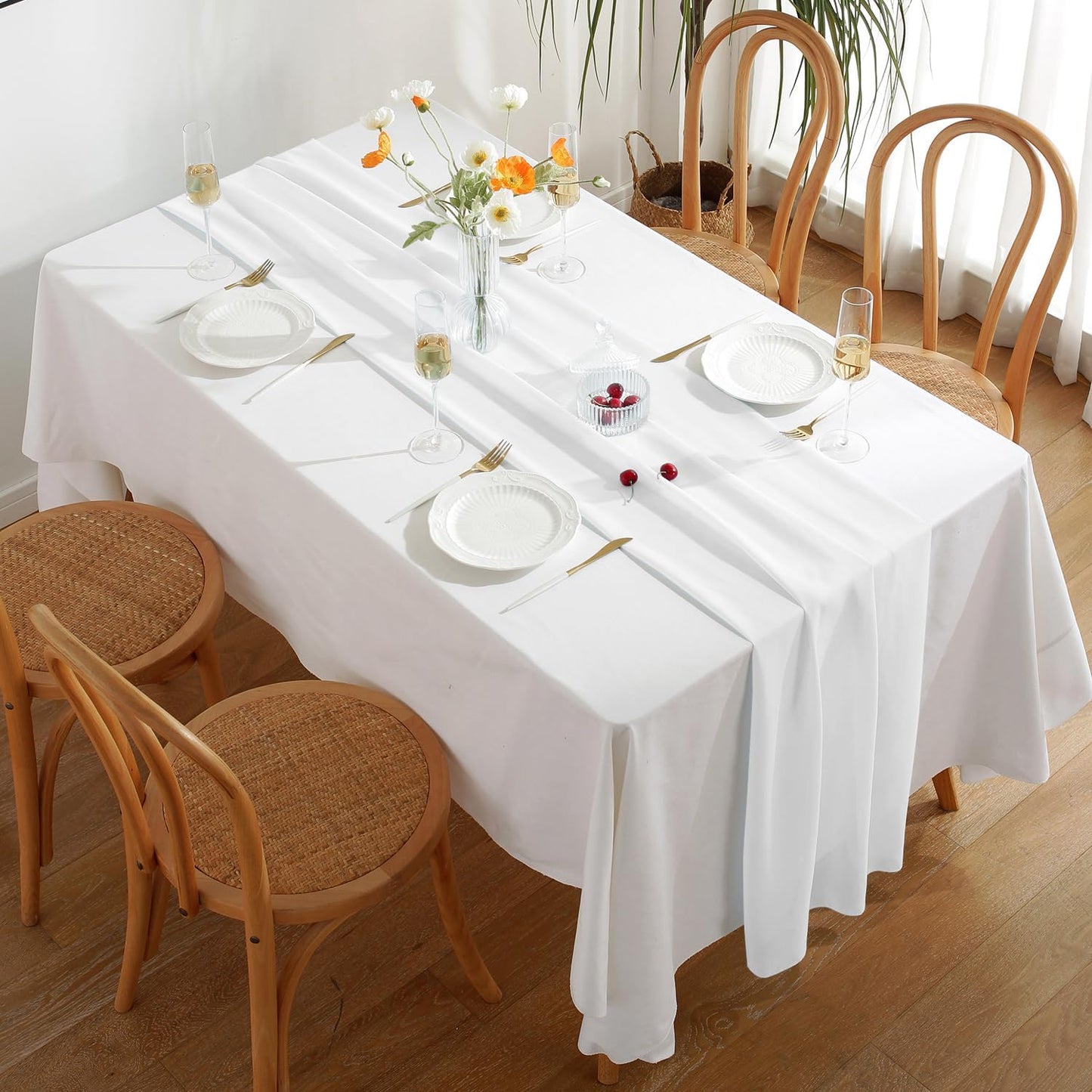 10 Pack 10 Ft Chiffon Table Runner White Gauze Long Table Runners 27x120 Inches Sheer Tulle Table Runner for Rustic Wedding Reception Bridal Shower Decorations Birthday Party