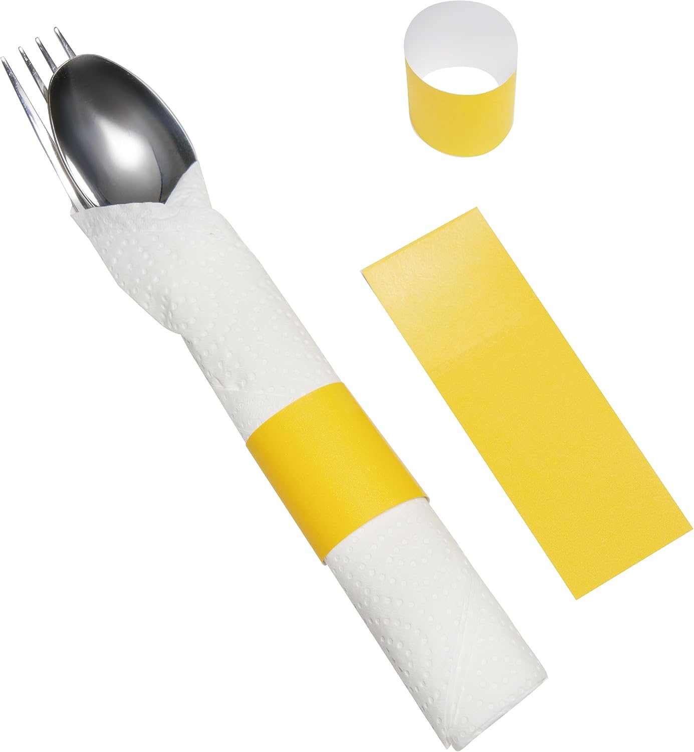 Germiwipe Paper Napkin Bands Box of 500,Napkin Rings Self Adhesive,Silverware Wraps Bands, Perfect for Birthday Parties, Weddings, Family Reunion & Events(Yellow-500pcs)