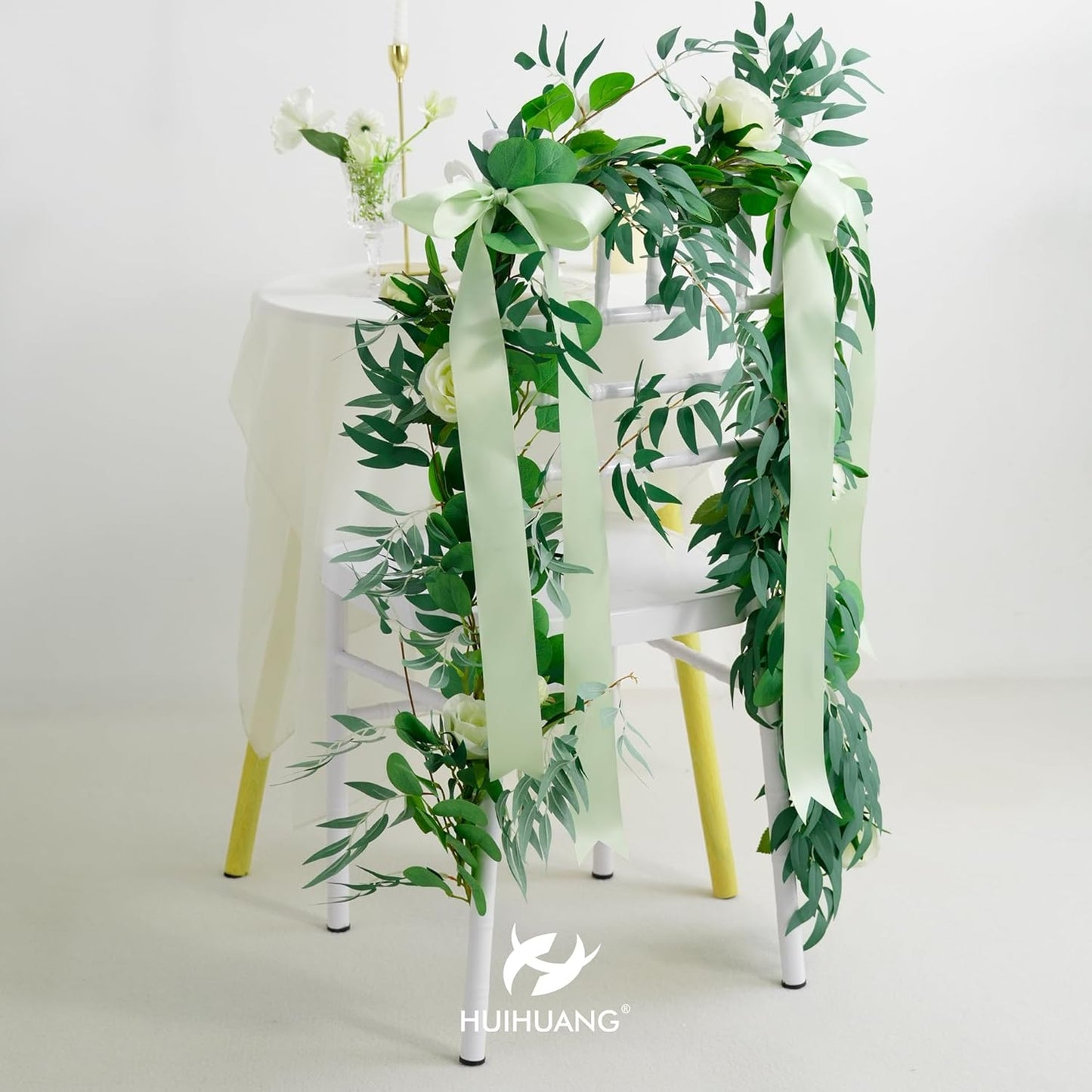 HUIHUANG Seafoam Green Satin Ribbon 1-1/2 inch x 50 Yards Pastel Green Silk Satin Ribbon for Gift Wrapping, Bows, Flower Bouquet, Eternal Roses, Crafts, Wedding Holiday Party Decor