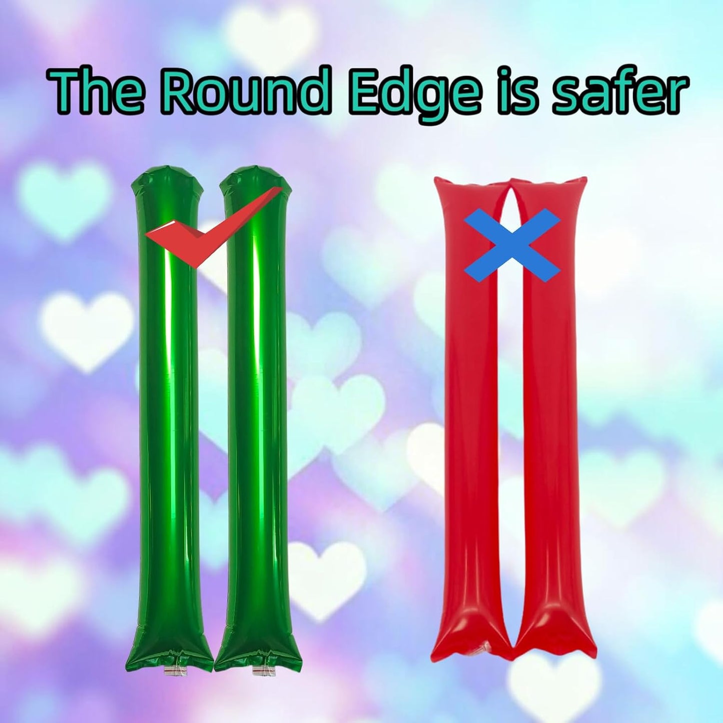 48pcs Round Head Boom Sticks Thunder Sticks Cheering Sticks Team Spirit Plastic Cheerleading Spirit Stick Clapper Inflatable Noise Maker Sports Supply (Metallic Green)