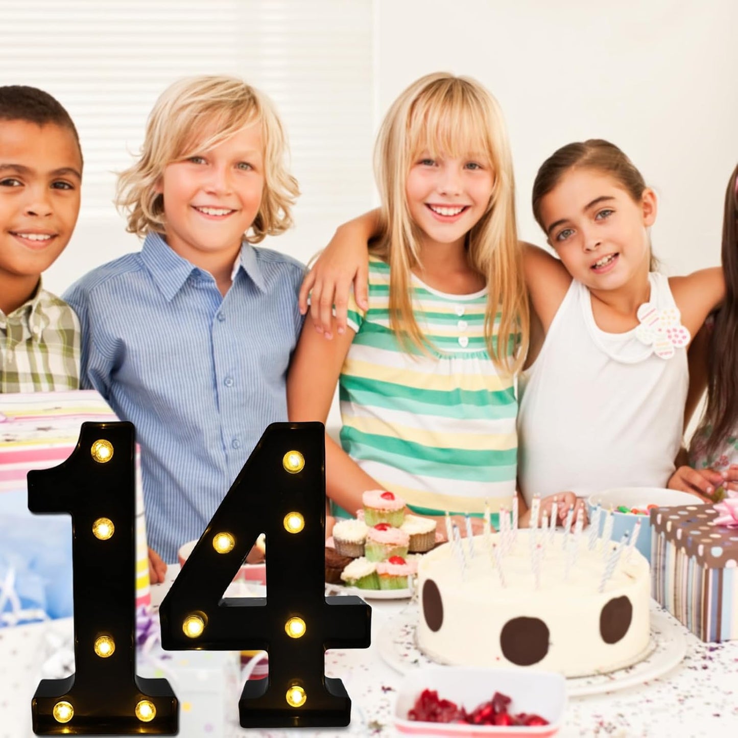 LED Marquee Numbers, 8.58 Inch Led Light Up Numbers for Party, Small Light Up Letters, Battery Powered Lighted Number for Table, Birthday, Night Light, Christmas or Home Decor (Black, Number 4)