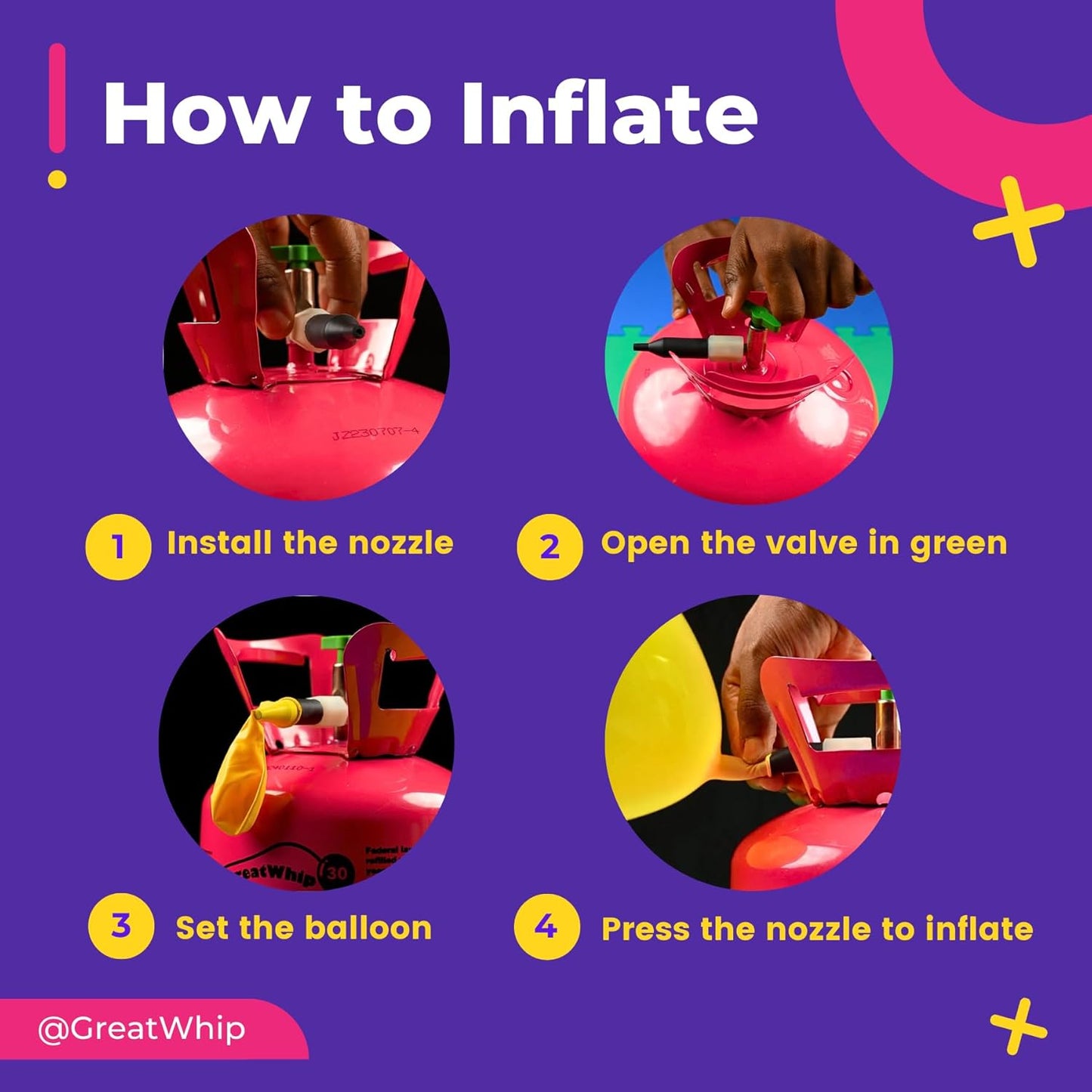 GreatWhip 13L Helium Tank Up To 50 Latex Balloons, 50 Pink Latex Balloons And Ribbons Included. (2 Boxes)