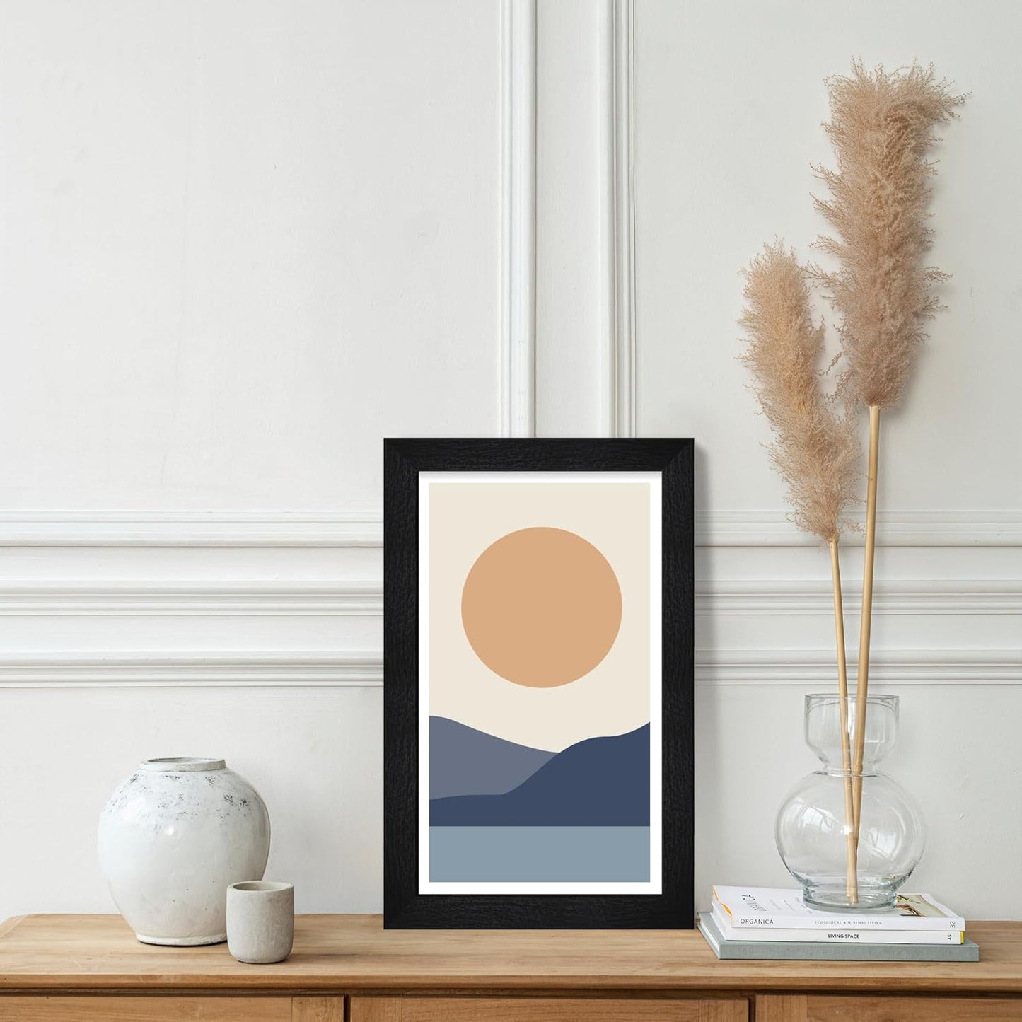 8x14 Picture Frame Set of 2, Rustic Black Wood Frame with Glass Collage Frame, Display Pictures 3-4x6 With Mat or 8 x 14 Without Mat - Horizontal or Vertical Wall Mounting