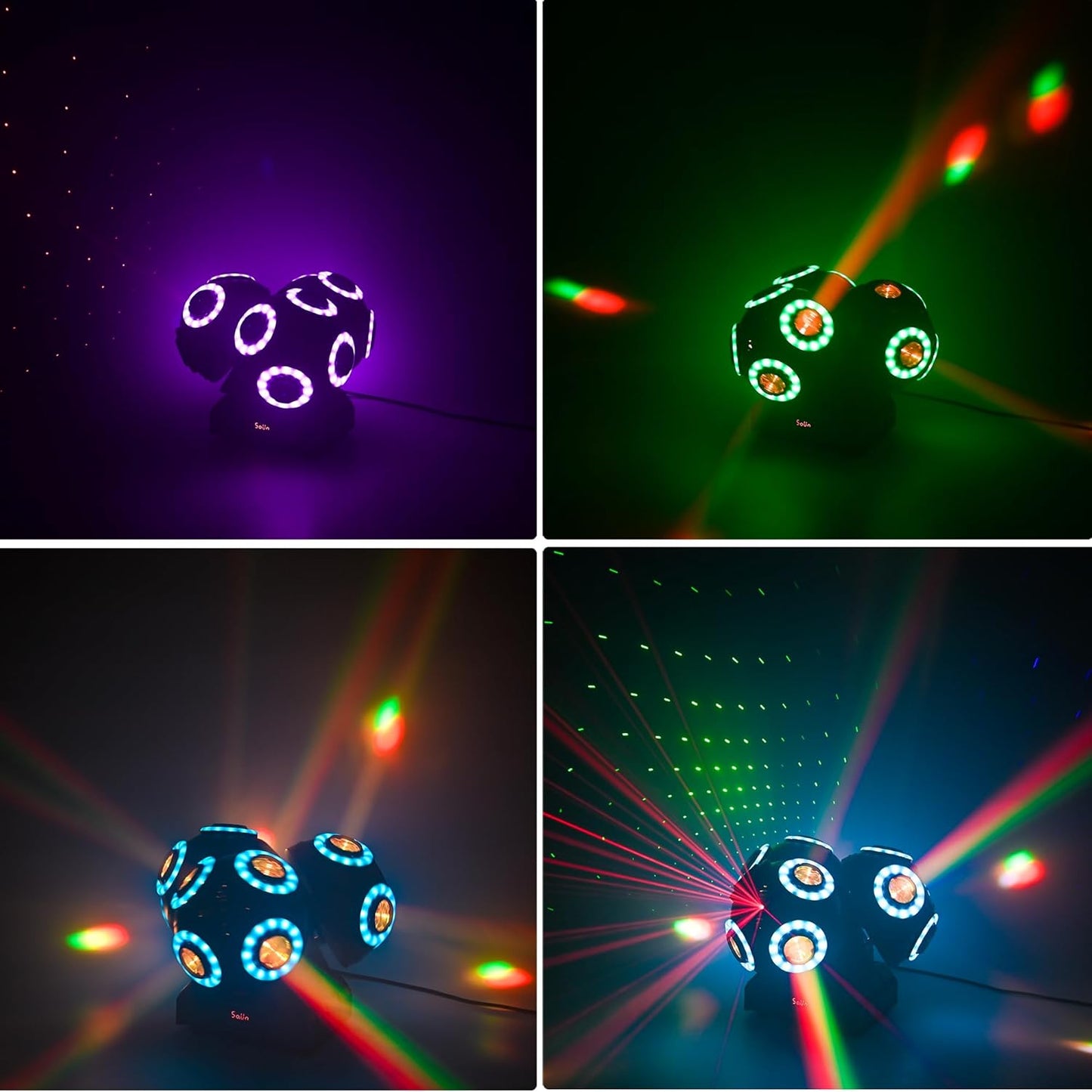 LED Moving Head DJ Light Rotating Beam Stage Lights Pin Spotlight Event Lighting Sound Control Dmx512 DJ KTV Disco Party Wedding Concert Festivals… (3Head DJ Light)