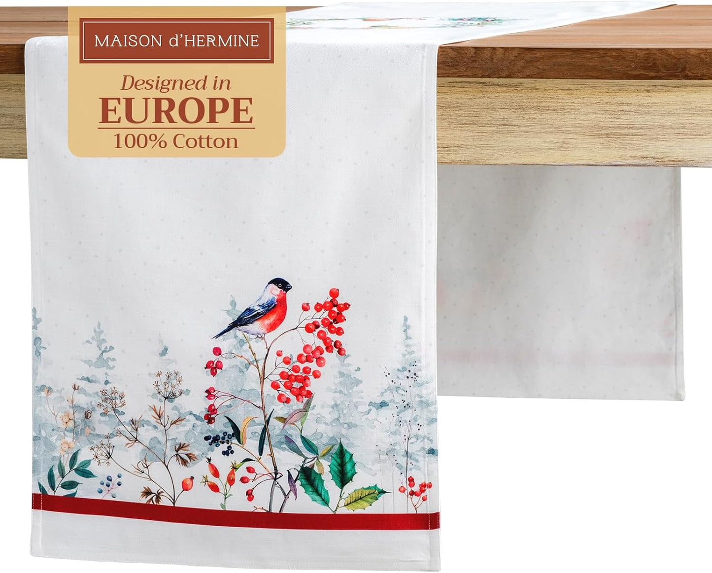 Maison d' Hermine Table Runner 100% Cotton Double Layer Table Runners 108 inches Long Decorative for Home Kitchen Dining Party Baby Shower Wedding Bridal Shower (Morzine, 14.50" x 108")